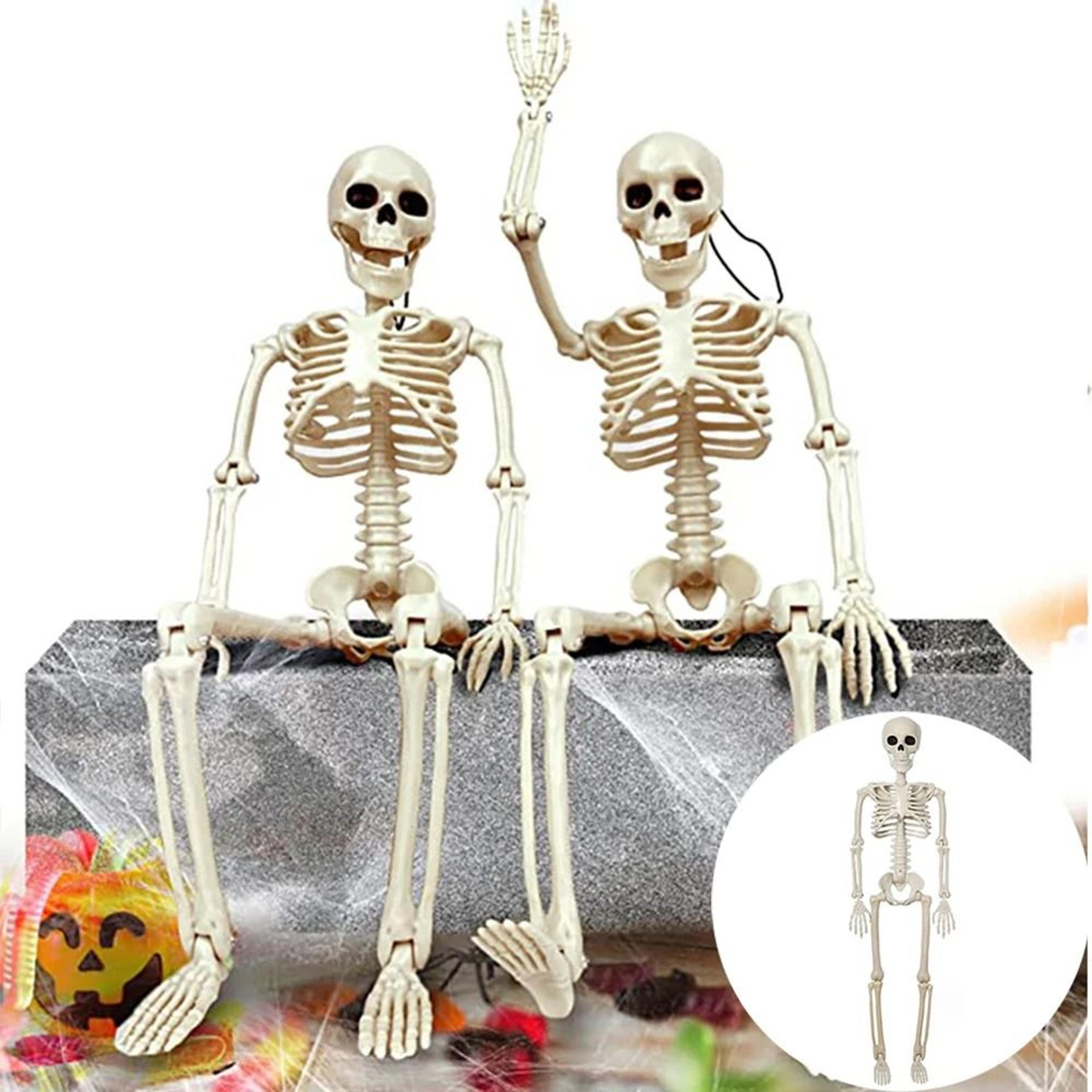 posable 40cm halloween human skeleton figure - full body fake bone prop for haunted house decor
