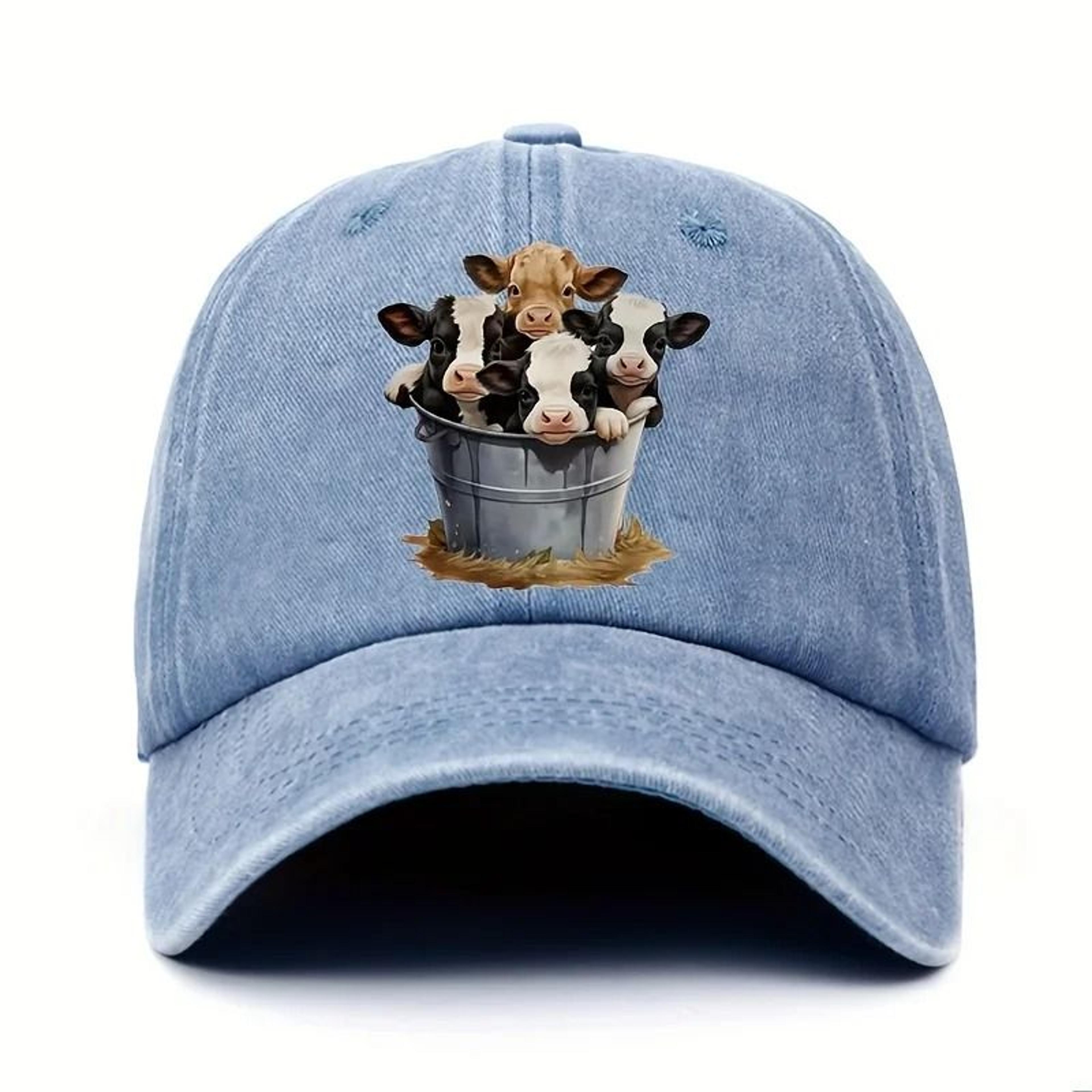 cute cow print baseball cap - adjustable outdoor sun protection duckbill hat for men & women