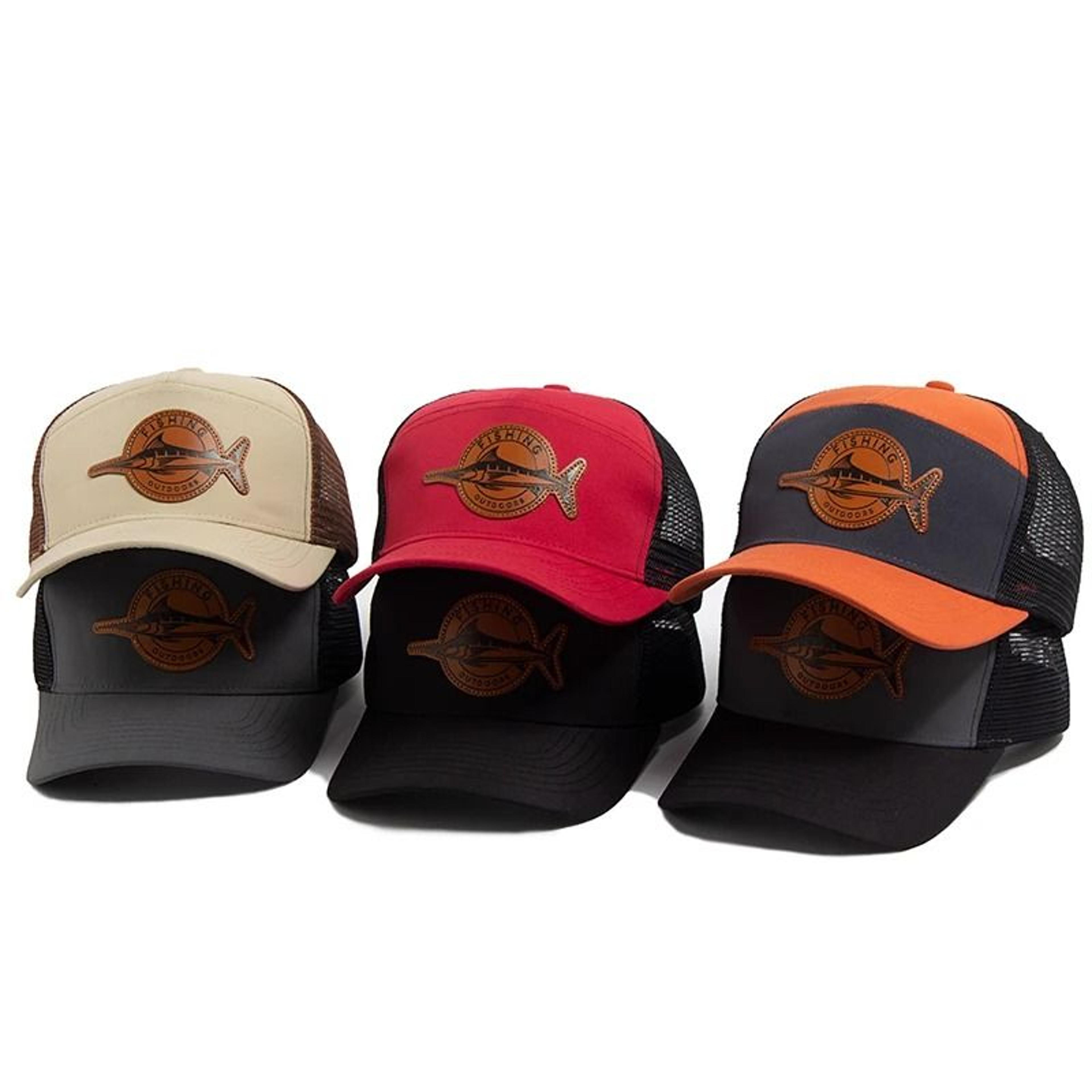 Shark Leather Label 7Panel Trucker Hat  Unisex Mesh Baseball Cap  Summer HipHop Visor 1
