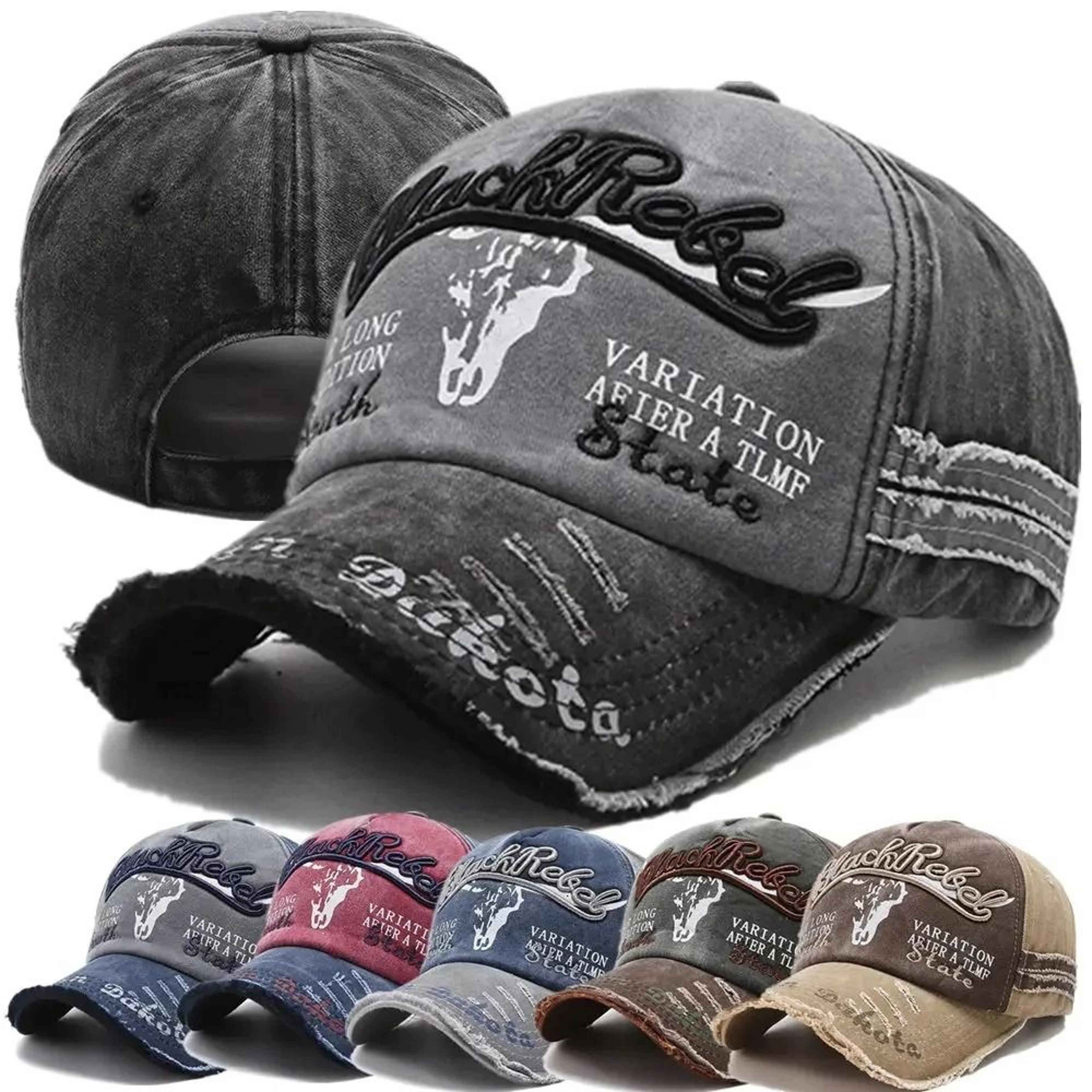 vintage washed cotton cow head baseball cap - unisex retro letter embroidered outdoor sun hat