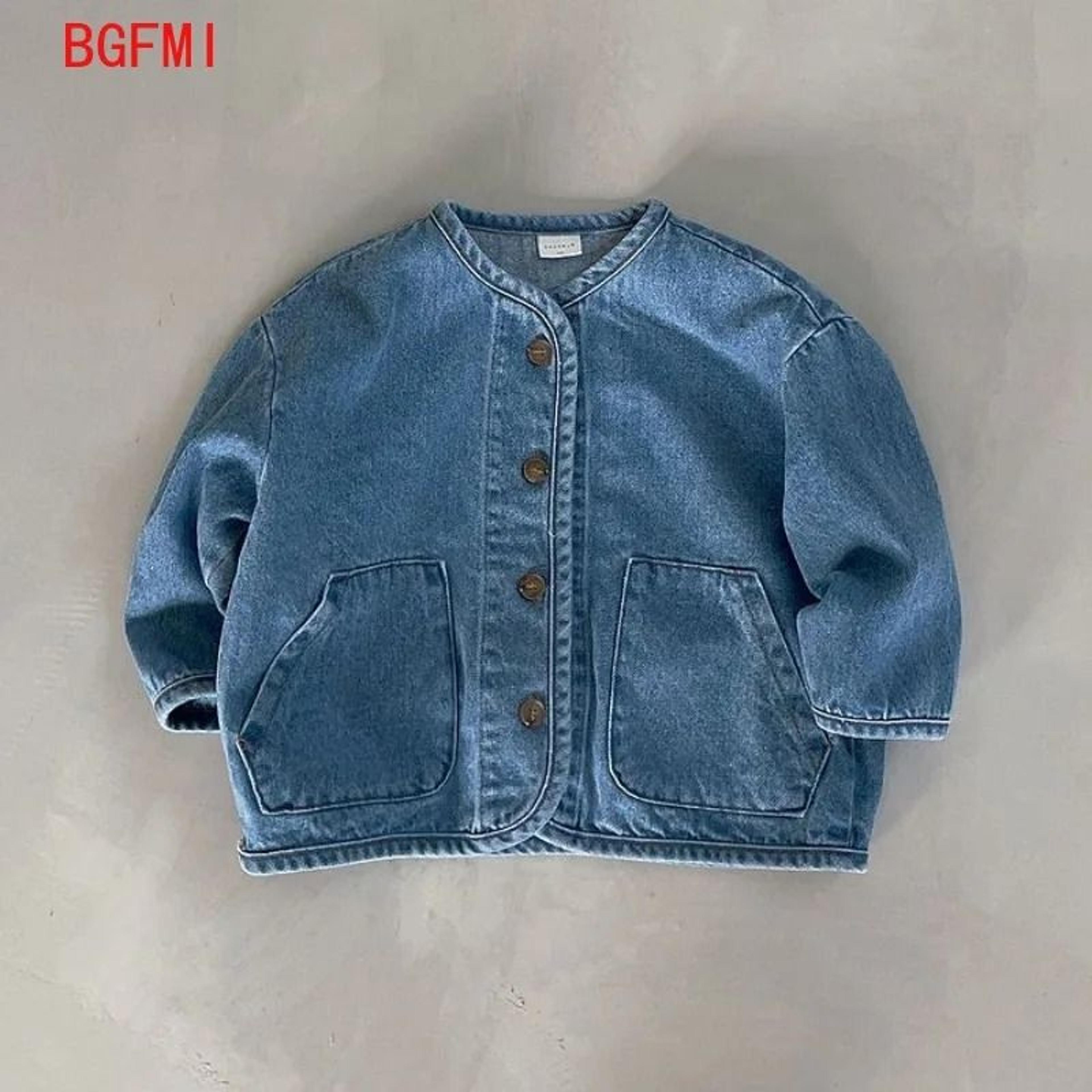 korean fashion kids' cotton denim jacket - unisex infant & toddler jean coat for spring & fall (ages 18m–8y)