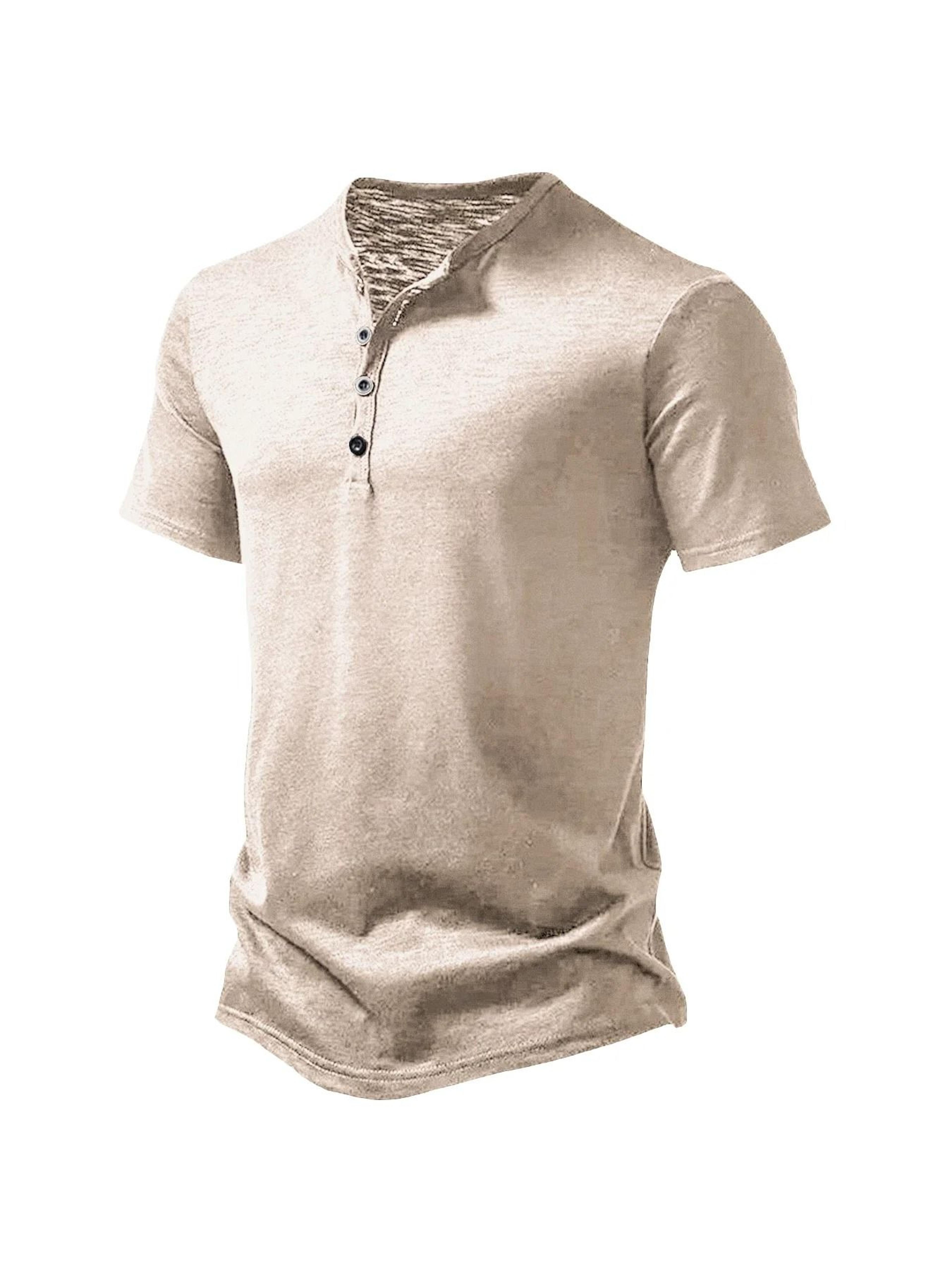Mens Summer Basic Henley TShirt  Casual Short Sleeve Outdoor Breathable Streetwear Pullover 1