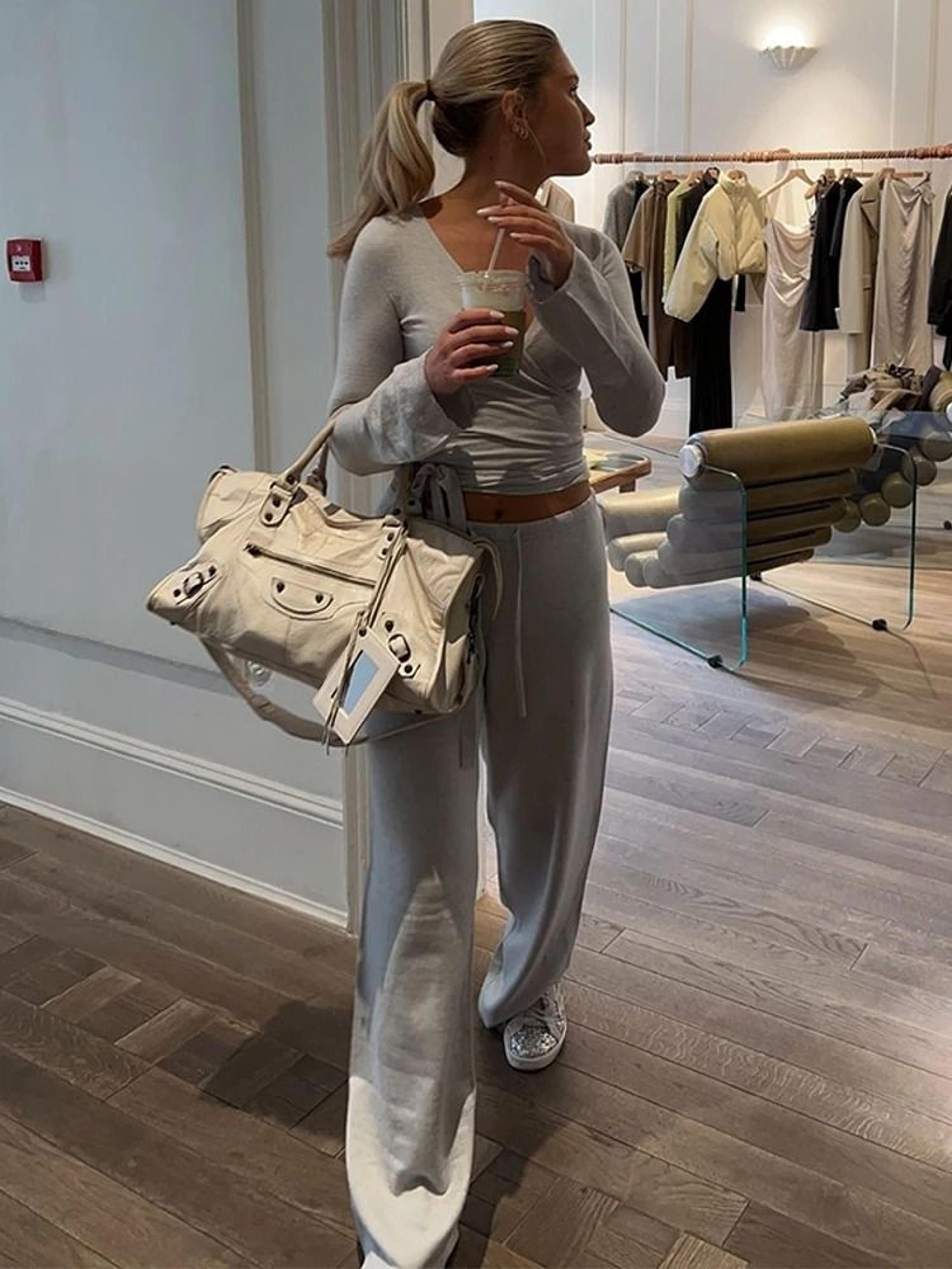 Womens 2Piece Flare Sleeve Crop Cardigan  Loose Pants Lounge Set  Autumn LaceUp Solid Color Outfit 4