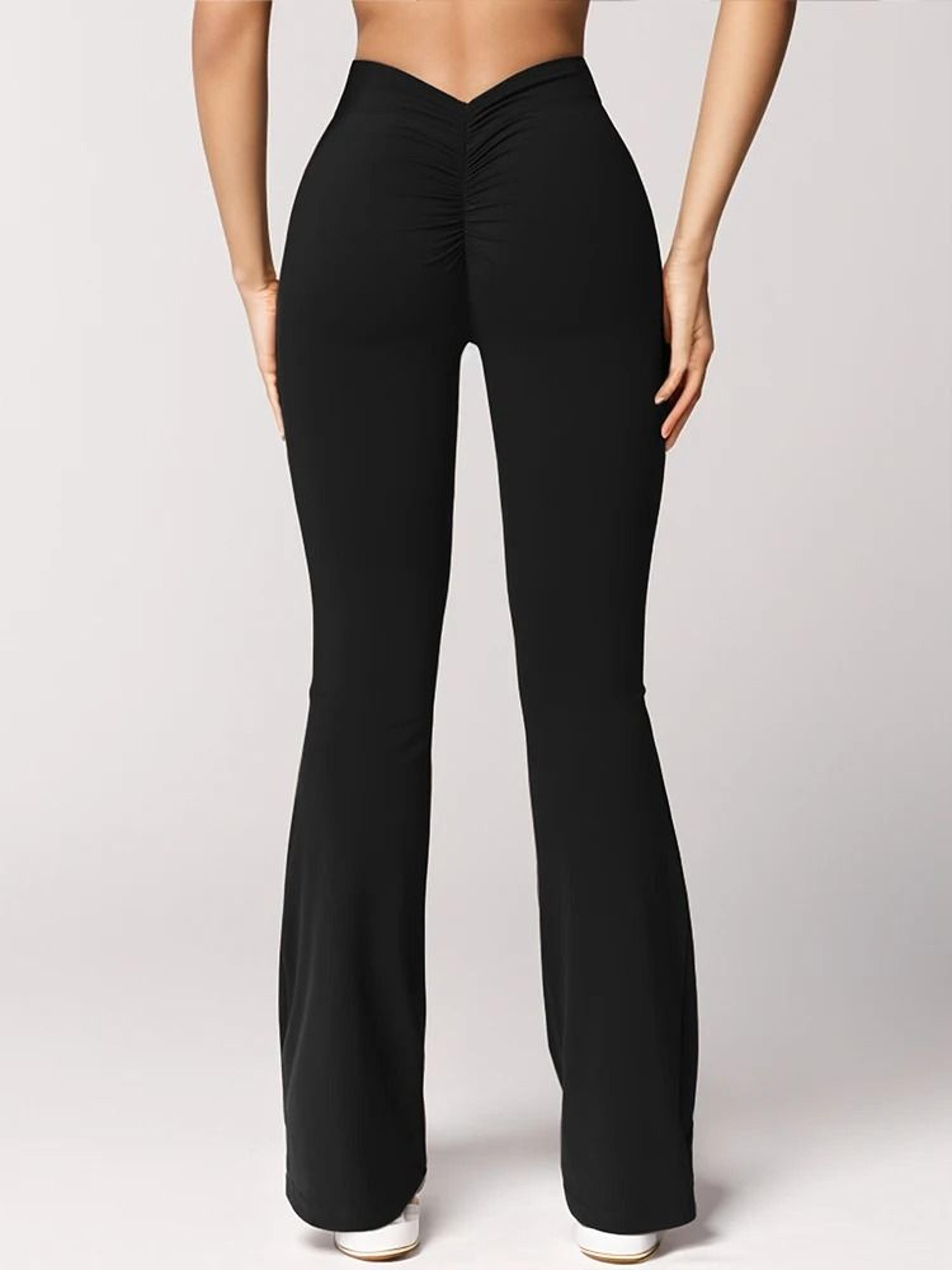 Womens VBack High Waist Flare Leggings  PushUp Butt Lifting Micro Horn Sports Pants For Gym  Casual 3