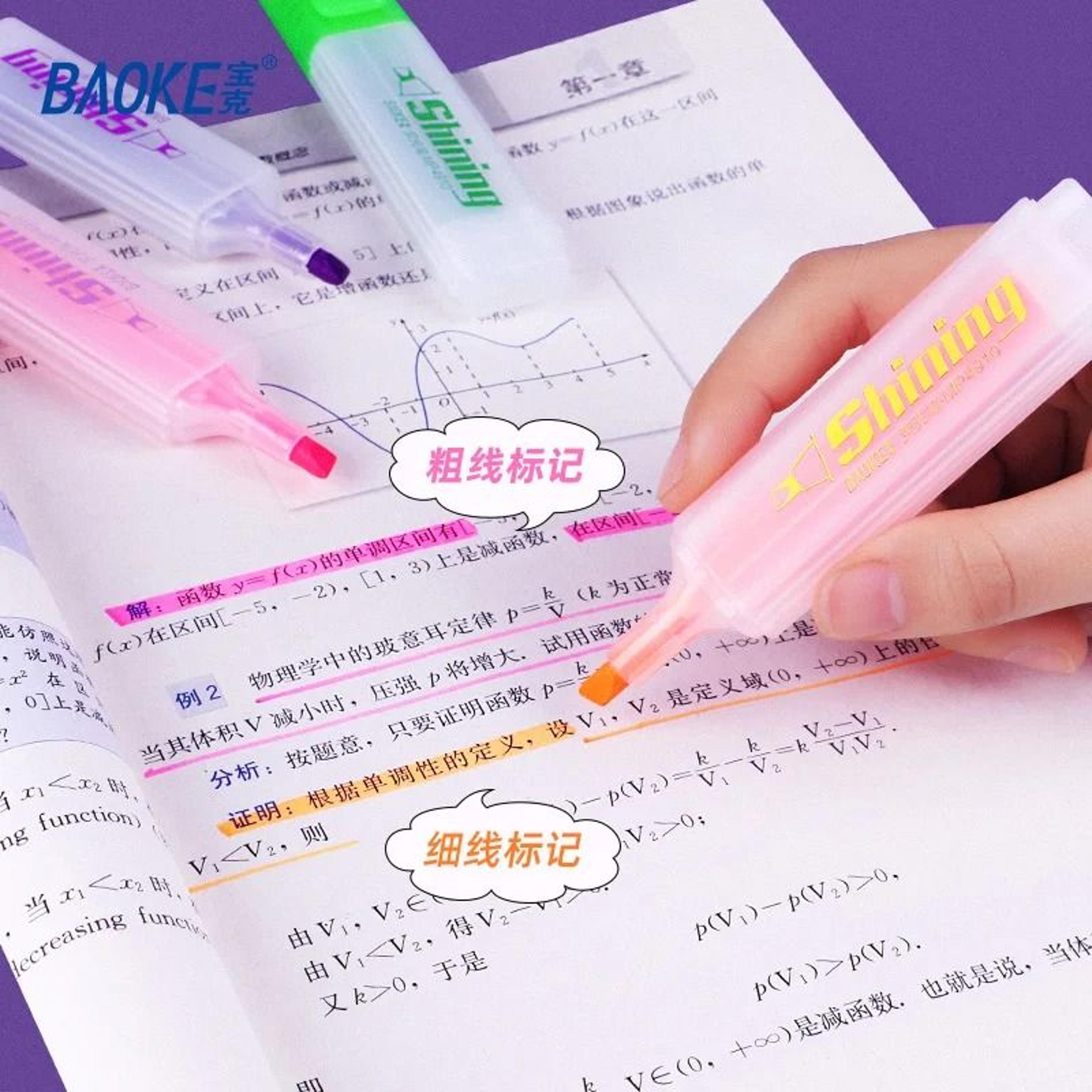 BAOKE MP49106 Chisel Tip Fluorescent Highlighters  6 Color QuickDry Markers Set 4