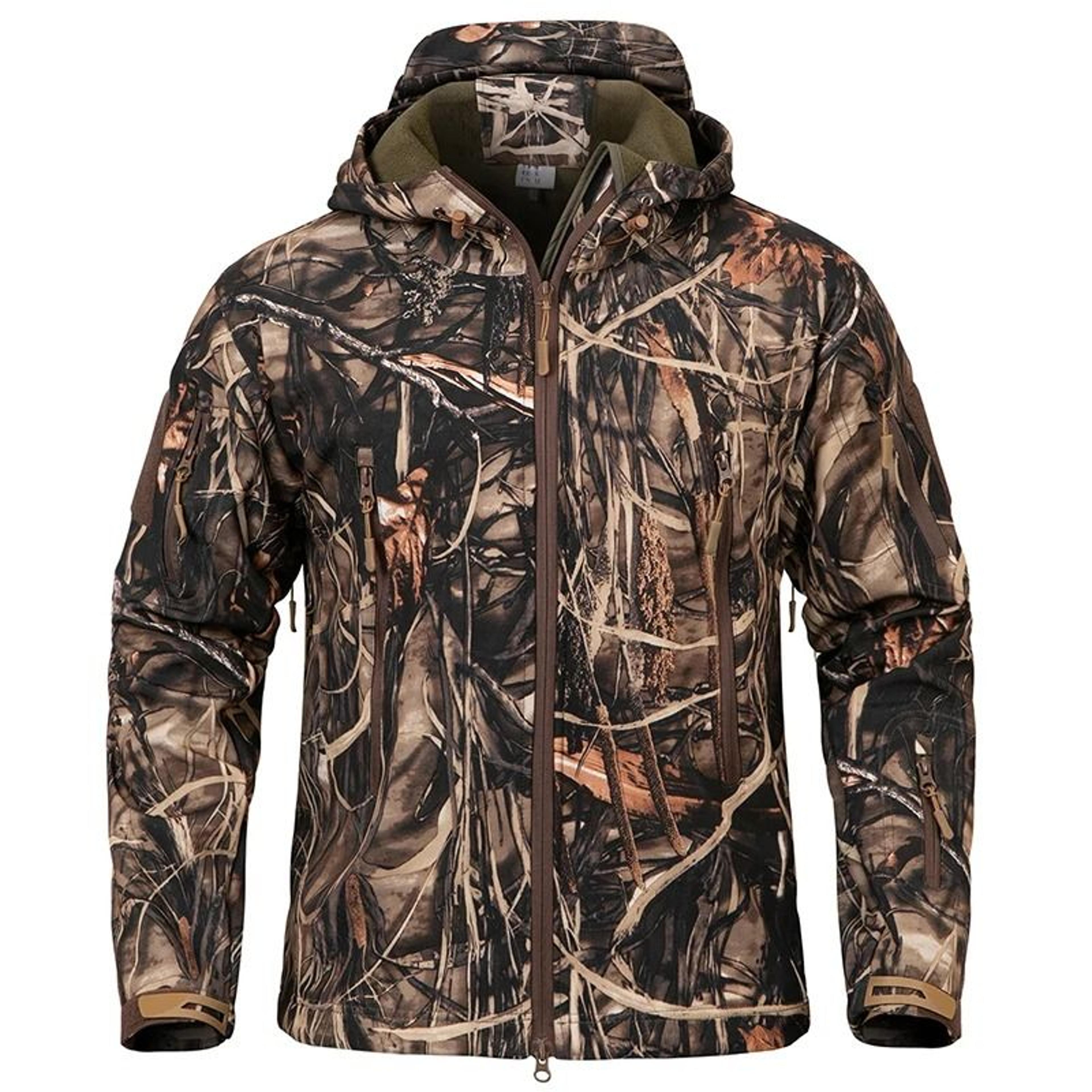 Mens Silent Softshell Camouflage Tactical Jacket  Waterproof Fleece Hooded Hunting Coat 2