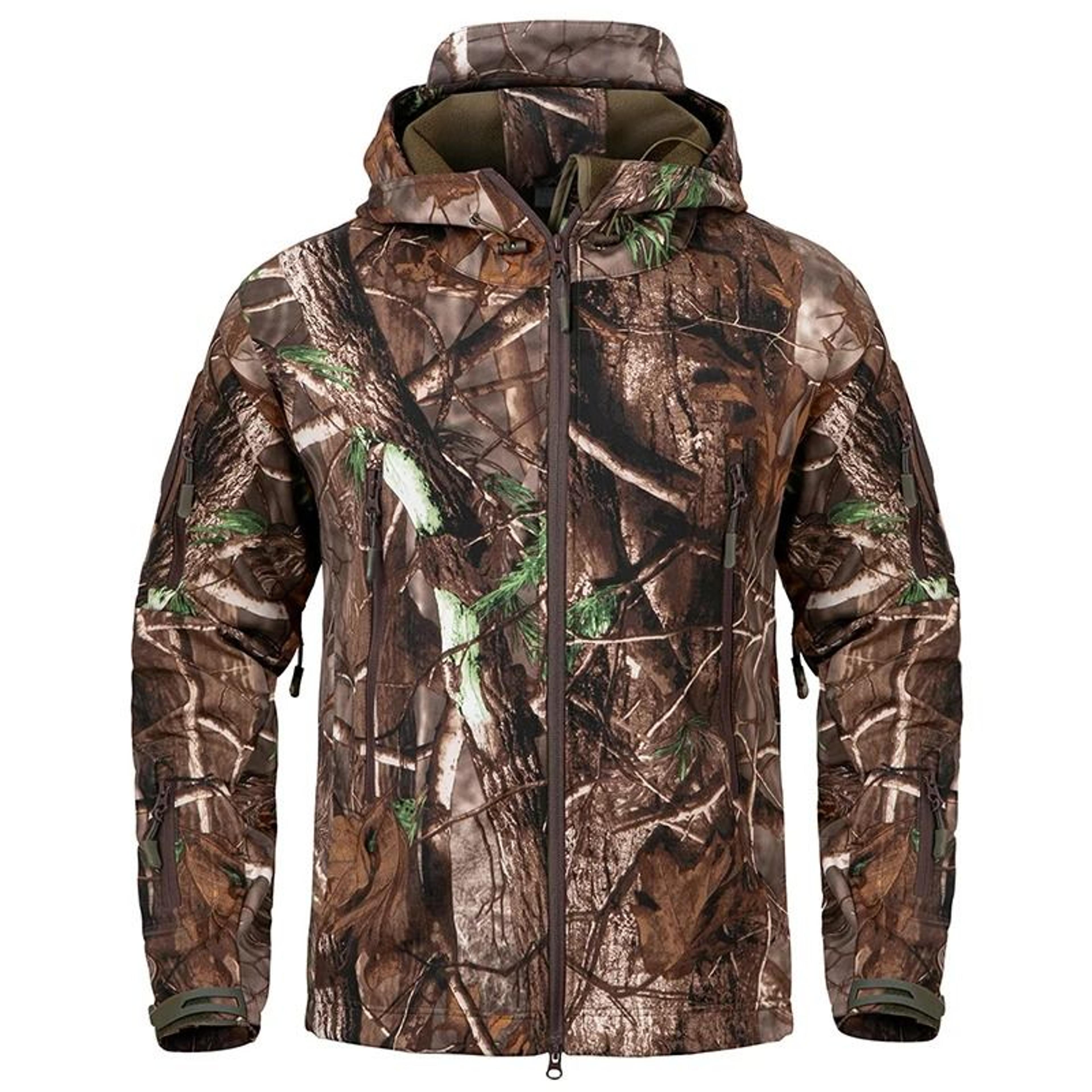 Mens Silent Softshell Camouflage Tactical Jacket  Waterproof Fleece Hooded Hunting Coat 8