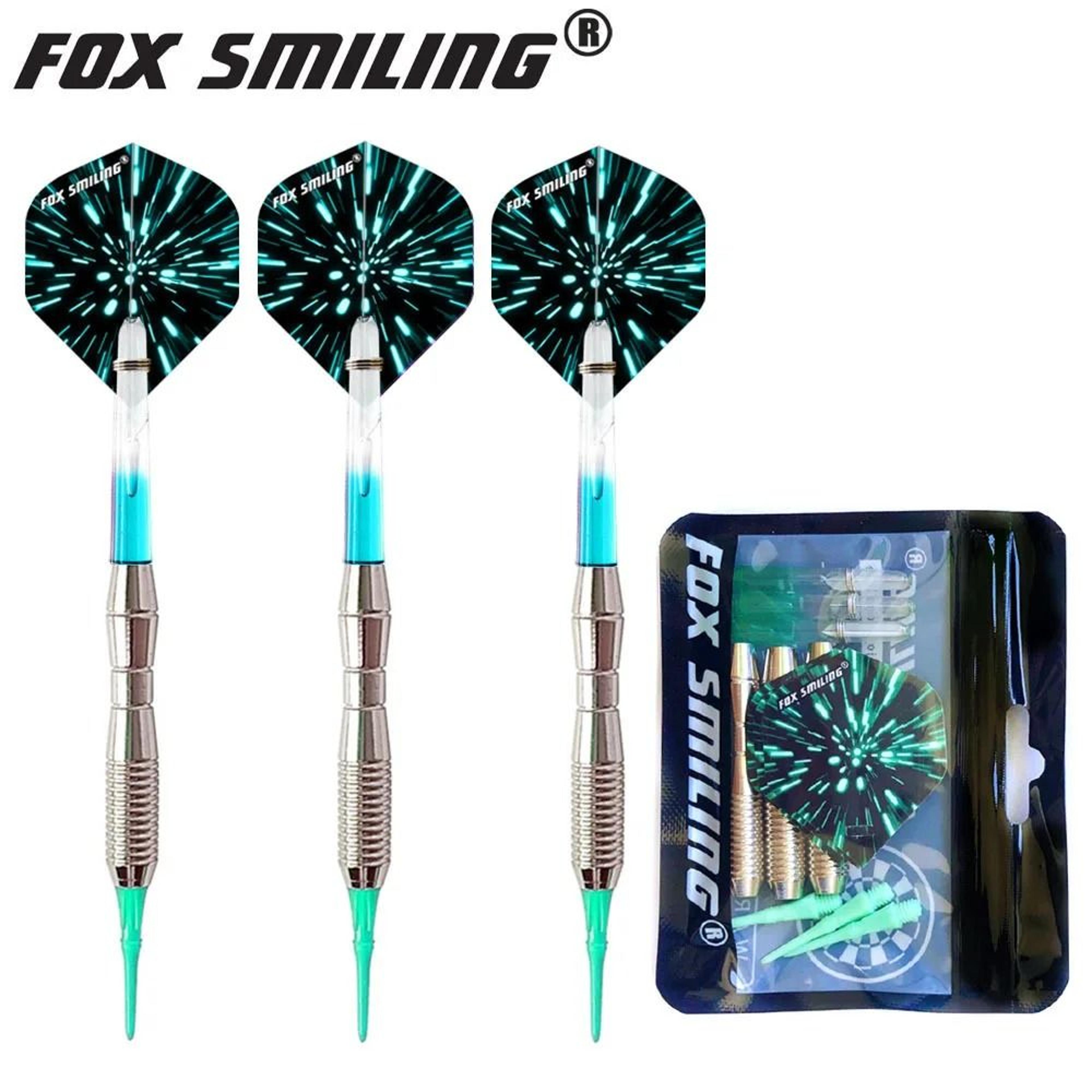 Fox Smiling 3Piece Soft Tip Electronic Dart Set  17g  146mm Darts With Durable Nylon Shafts 3