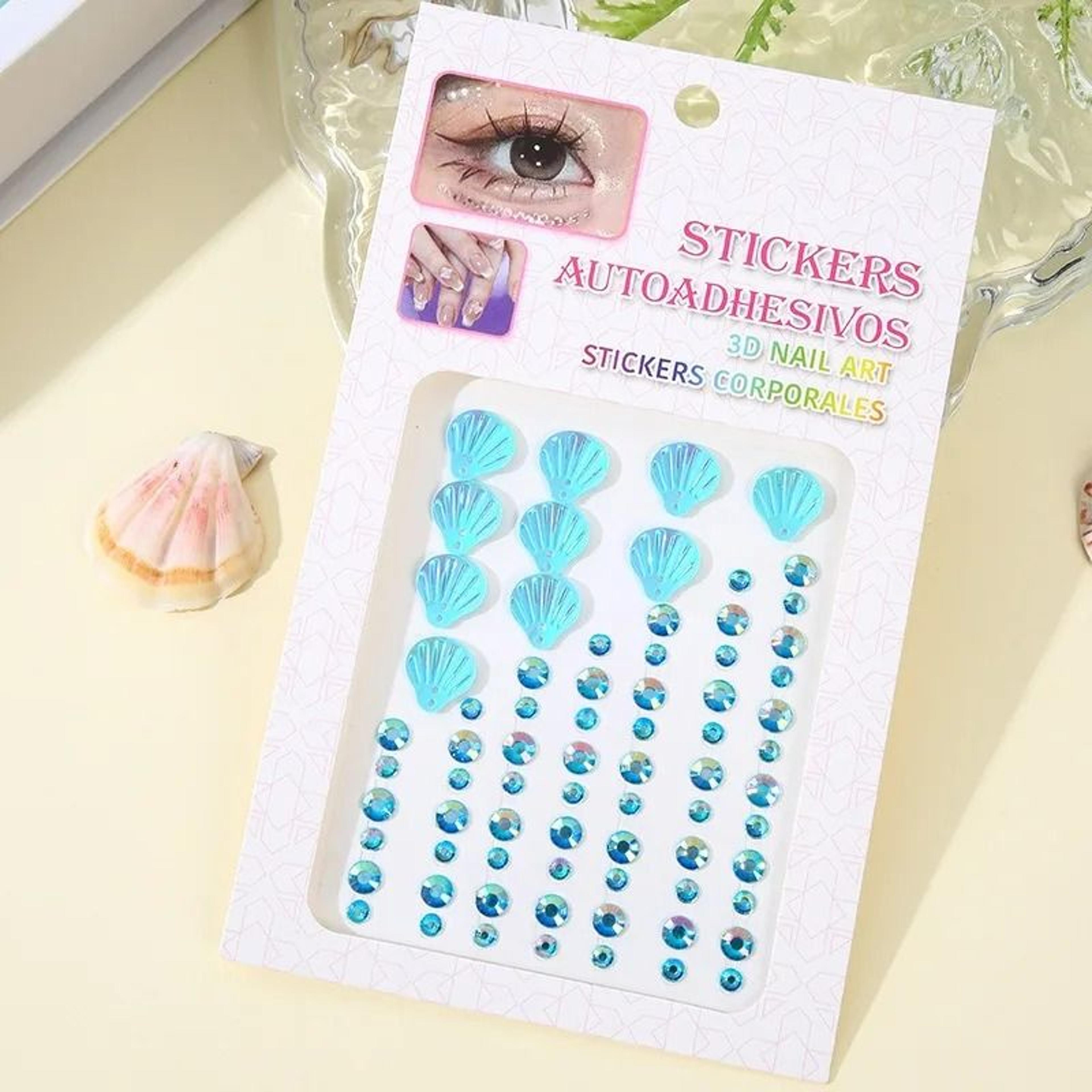 3D Dreamy Shell Crystal Diamond Face Gems  Mermaid SelfAdhesive Body Art Stickers 9