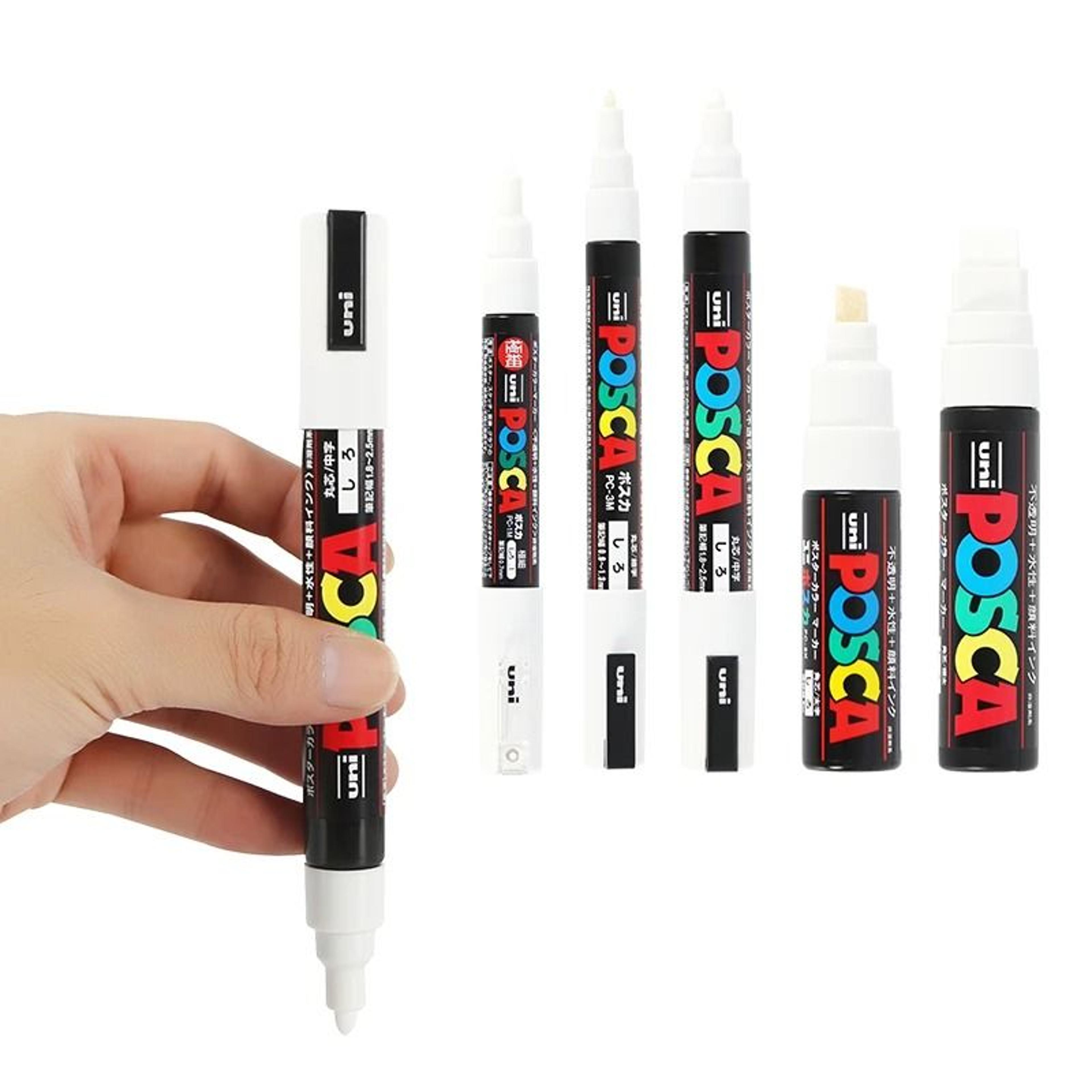 Uni Posca White Acrylic Paint Markers  Permanent Waterproof Fine  Medium Tip Art Pens PC1M  PC3M  P 5