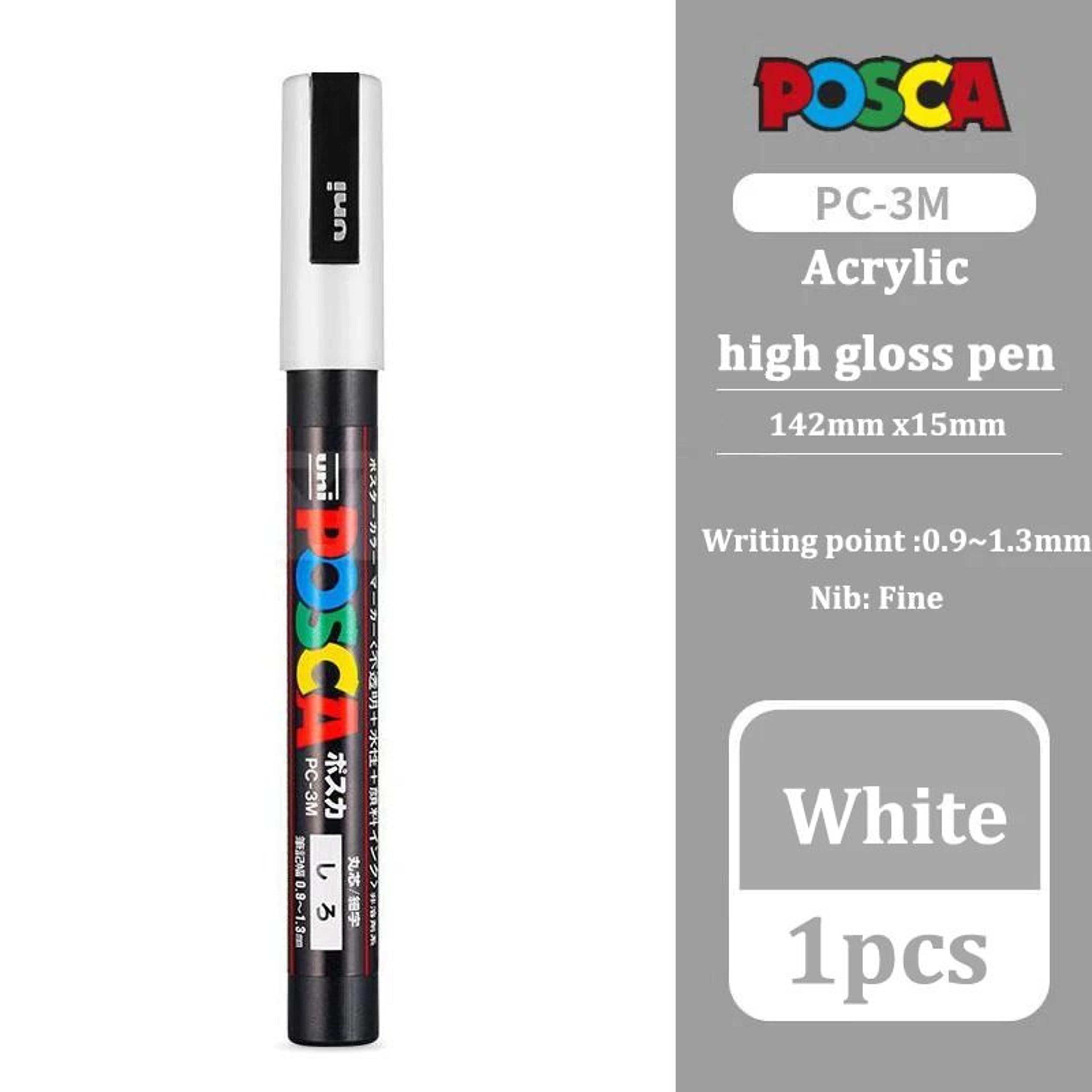 Uni Posca White Acrylic Paint Markers  Permanent Waterproof Fine  Medium Tip Art Pens PC1M  PC3M  P 7