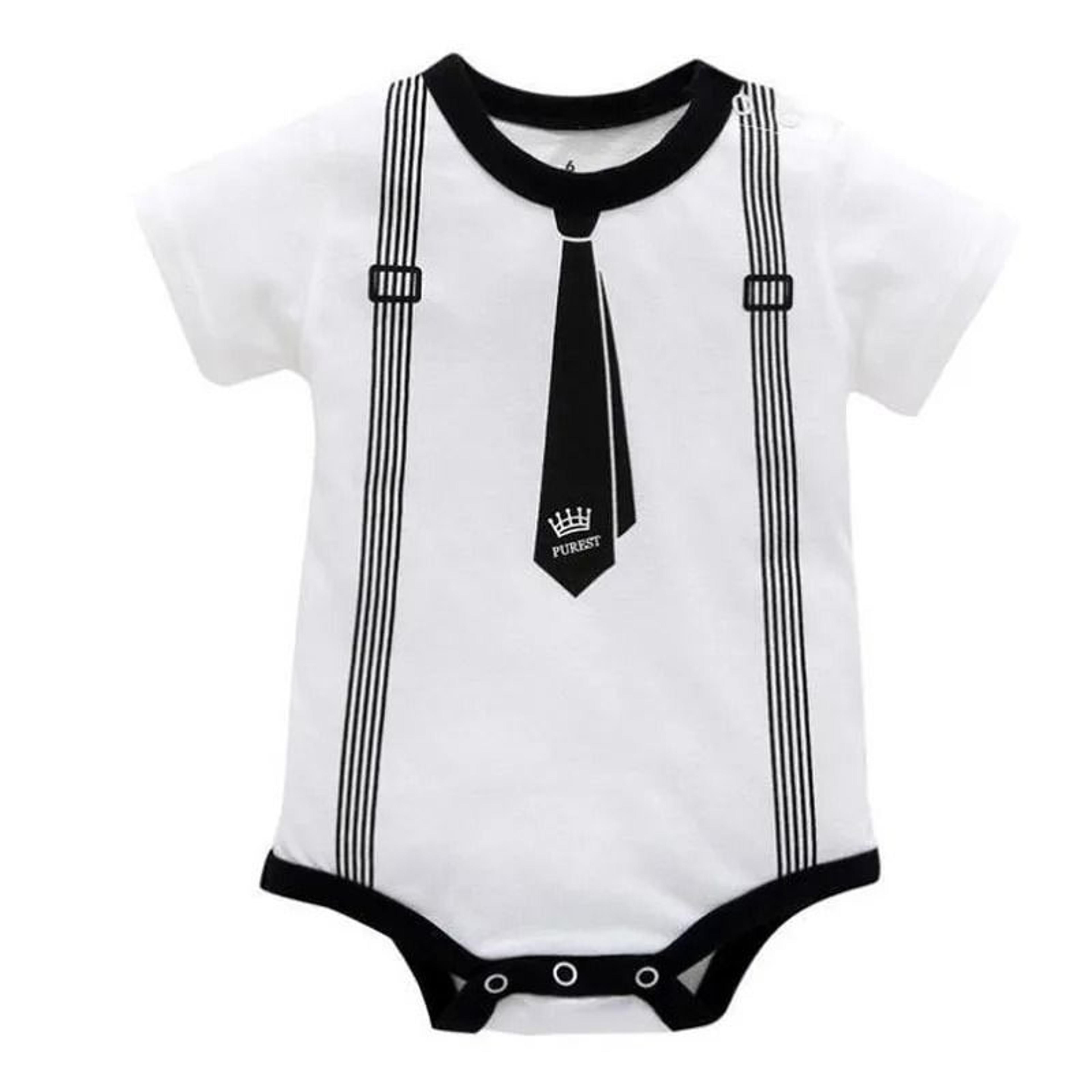 Newborn Baby Boy Gentleman Romper  100 Cotton ShortSleeve Tie  Suspenders Print Onesie Jumpsuit 012 6