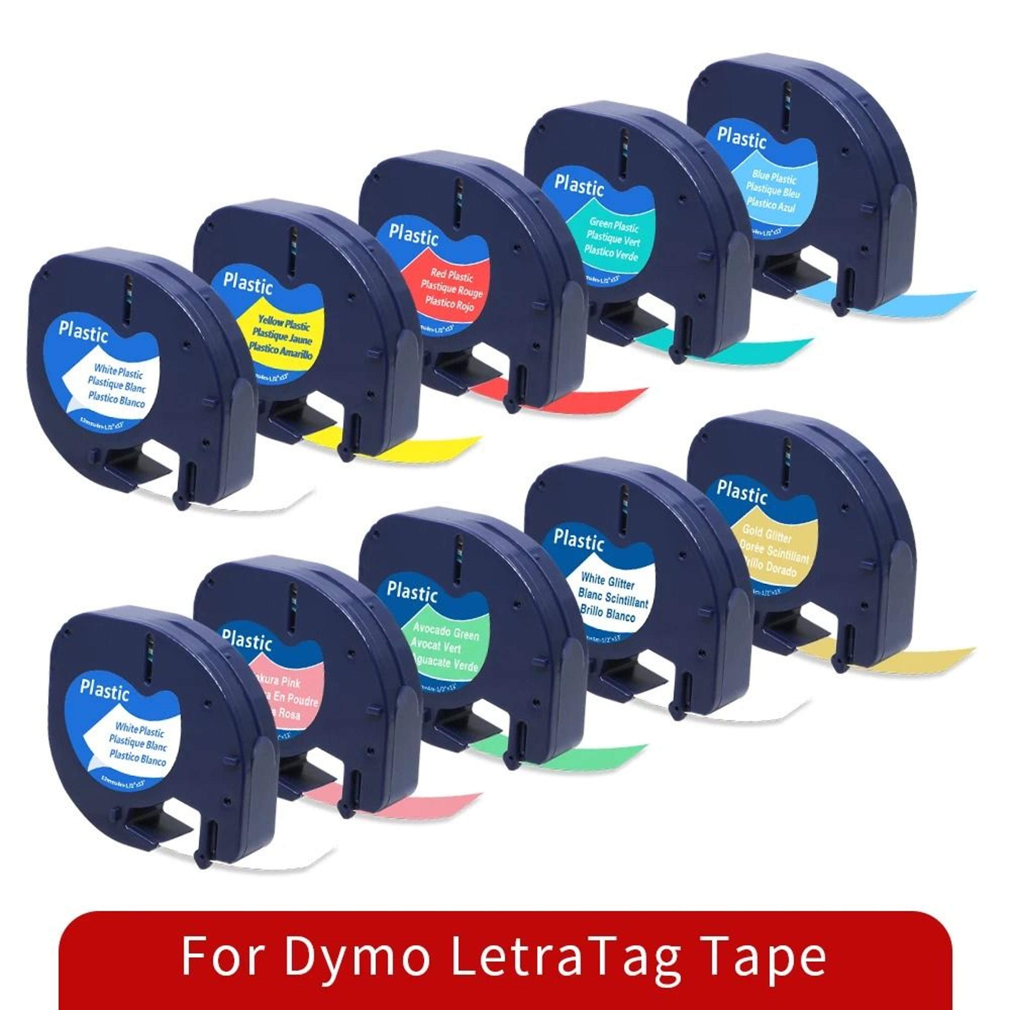 multi-color compatible dymo letratag label tape - 12mm plastic refill ribbon for lt-100h lt-100t 200b