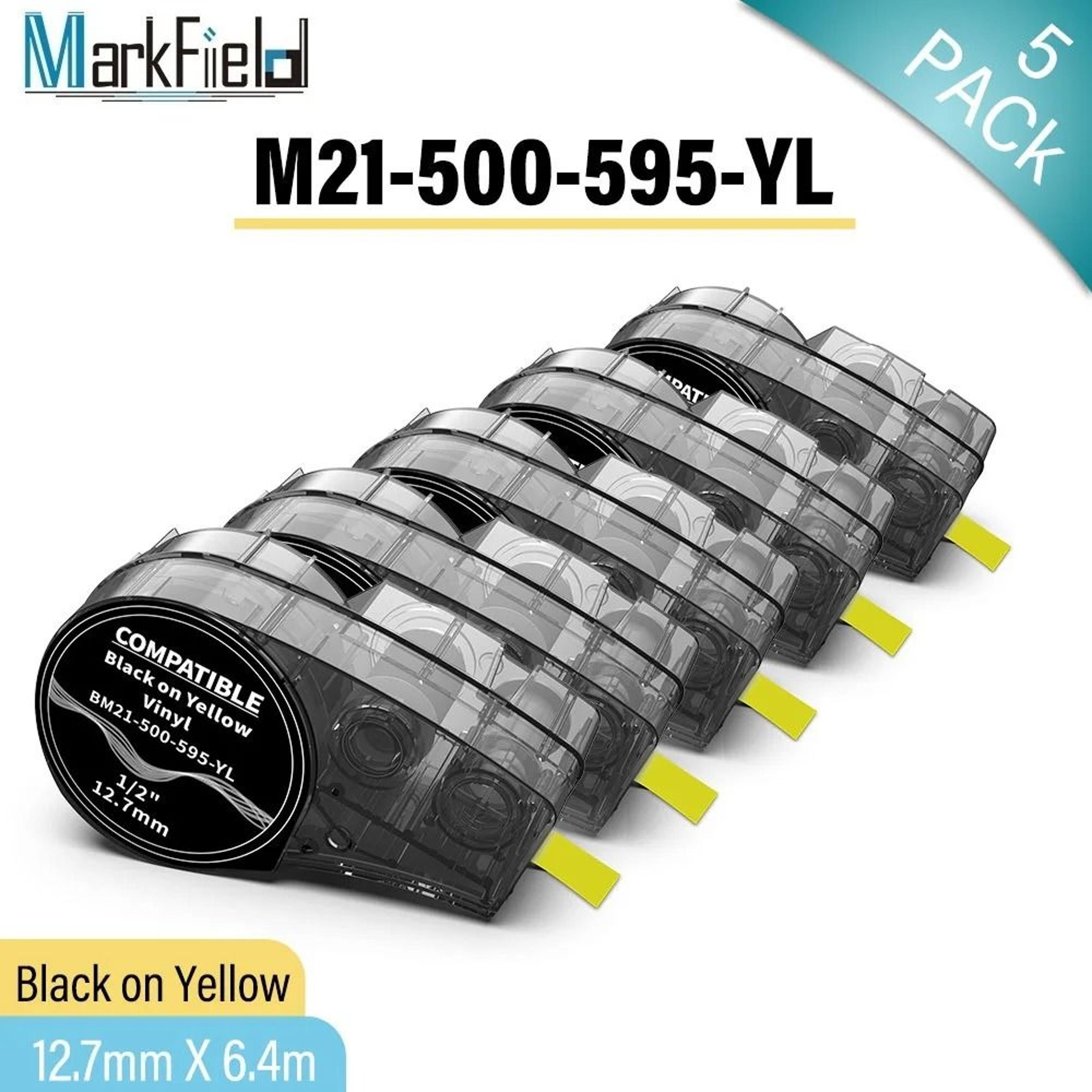 m21-750-595 vinyl label tape compatible for m21 series printers - high-adhesion all-weather marking