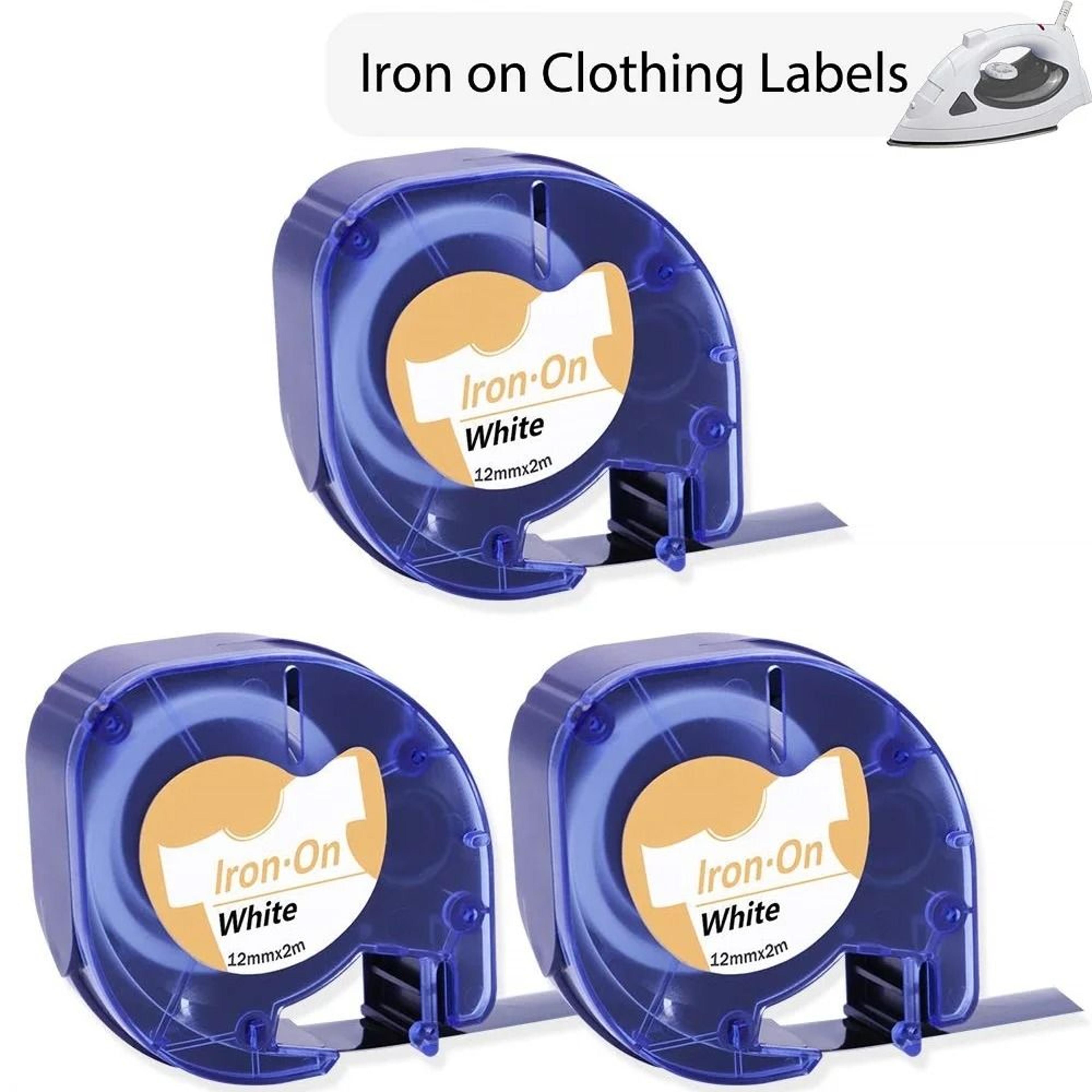 3-pack 12mm compatible dymo letratag iron-on fabric label tape 18771