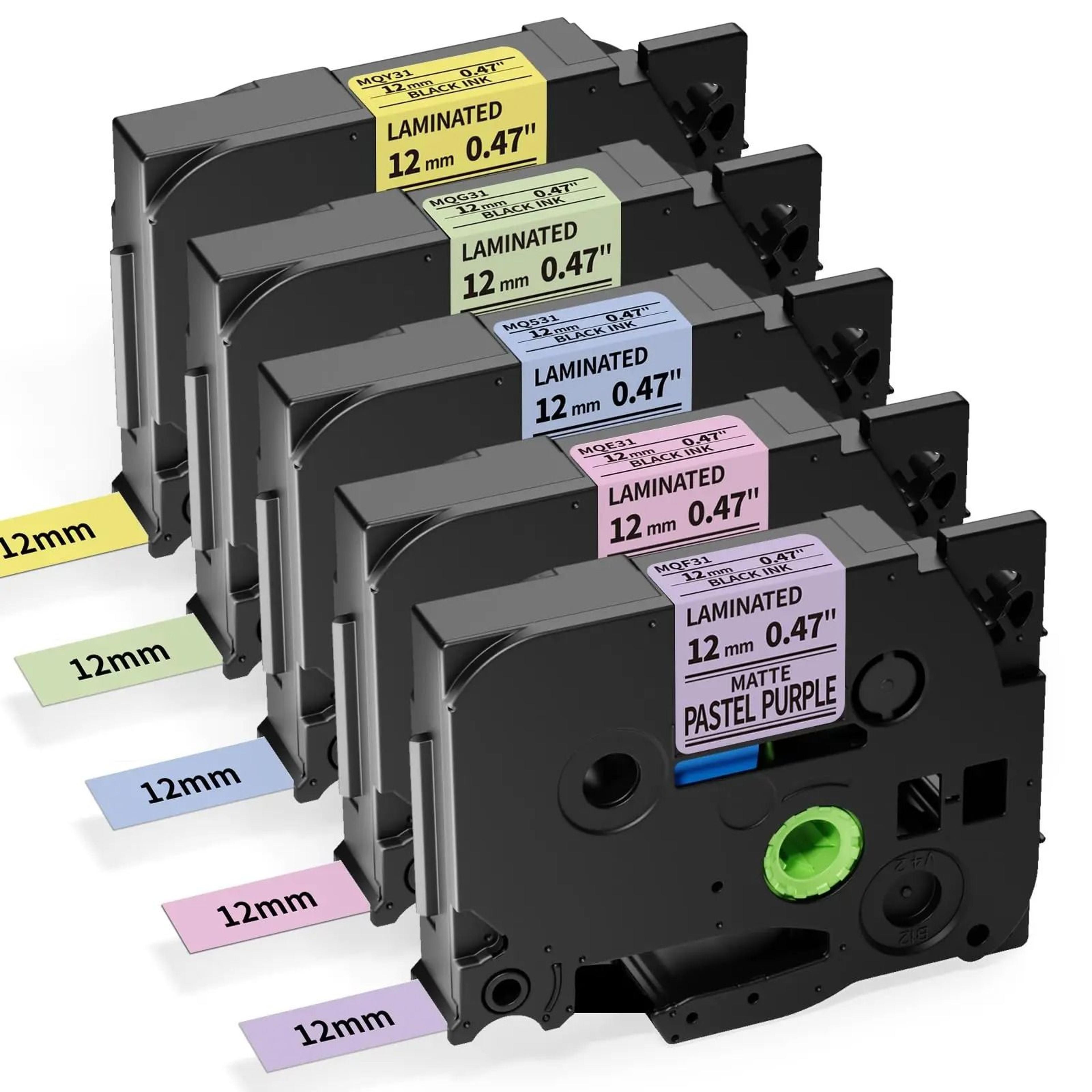 5Pack 12mm TZe Compatible Laminated Label Tape Set For Brother Ptouch 9