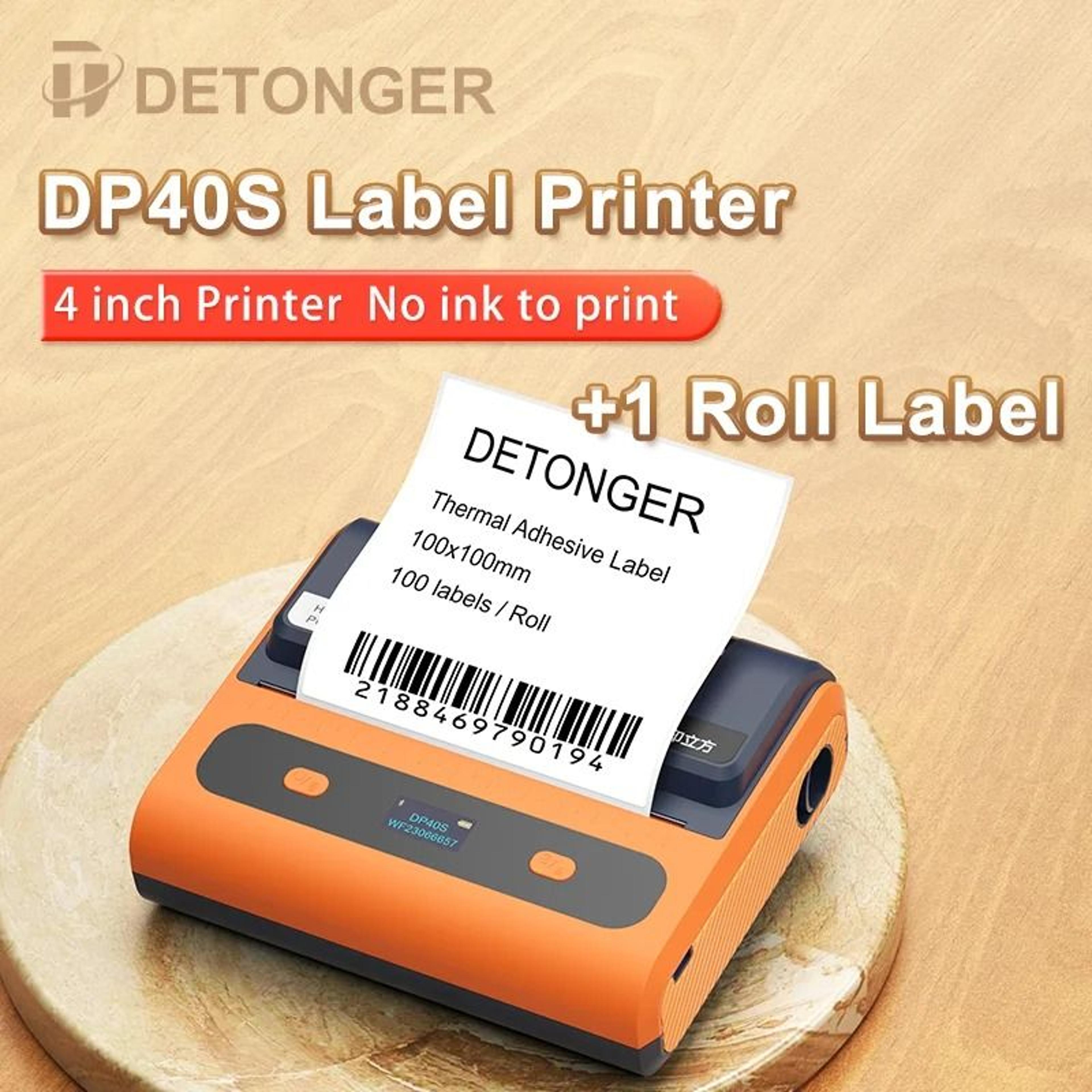 detonger dp40s 4-inch wireless portable thermal label printer (28–122mm width)