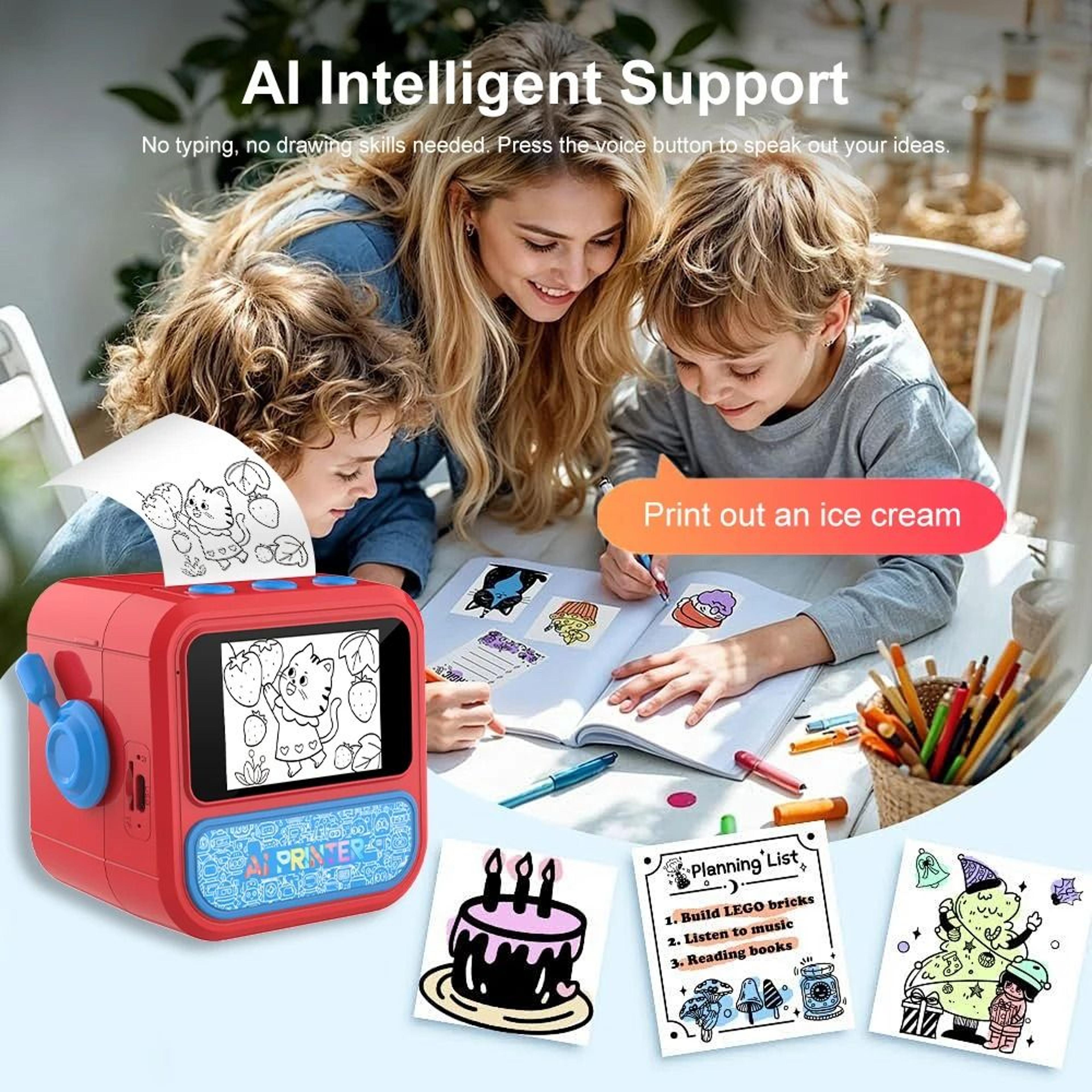 Smart AI Voice Mini Thermal Printer With Display  Inkless Portable Sticker Maker 4