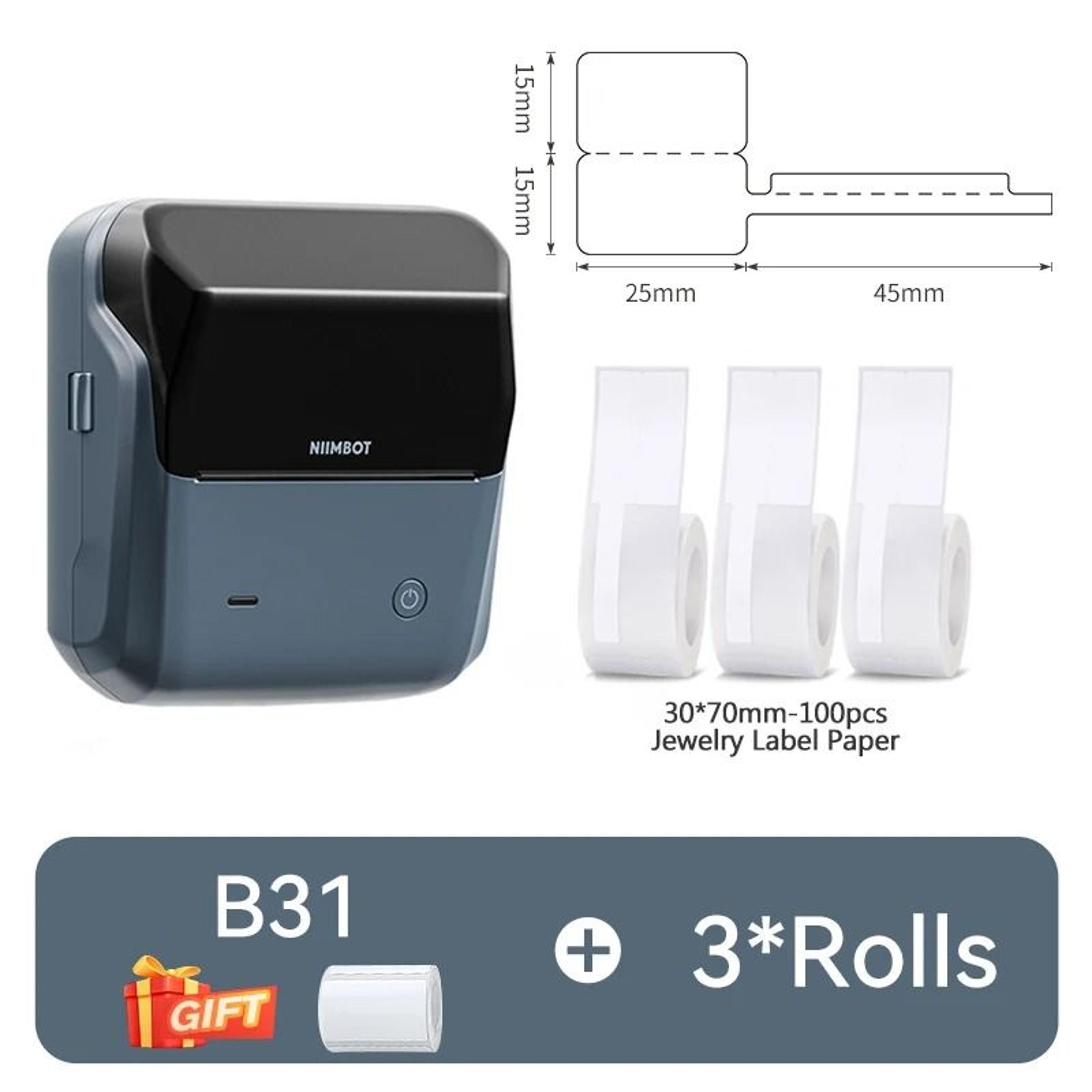 NIIMBOT B31 Wireless Thermal Label Printer Max 80mms Print Speed 12