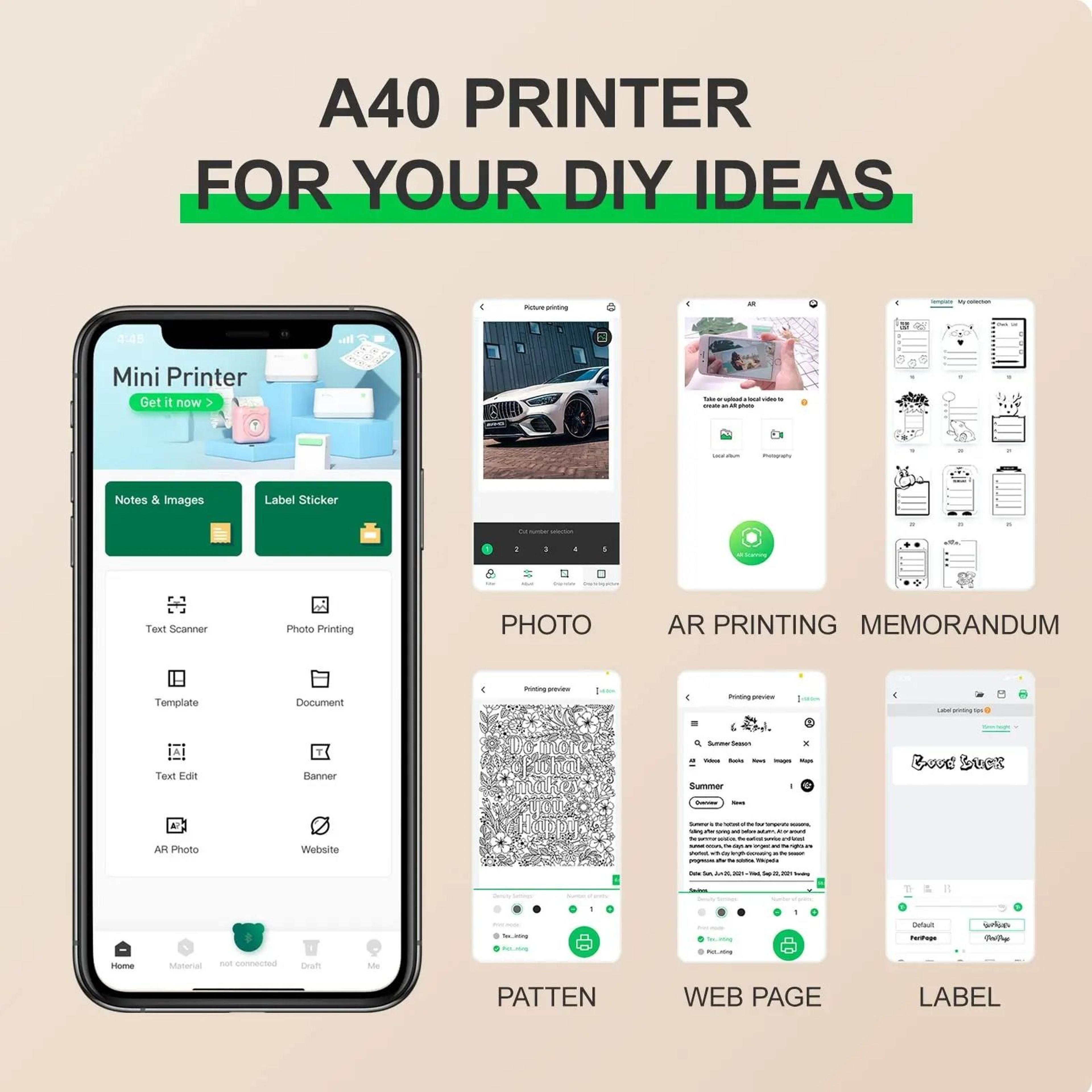 PeriPage A40 304DPI HD Portable Wireless Thermal A4 Printer 3