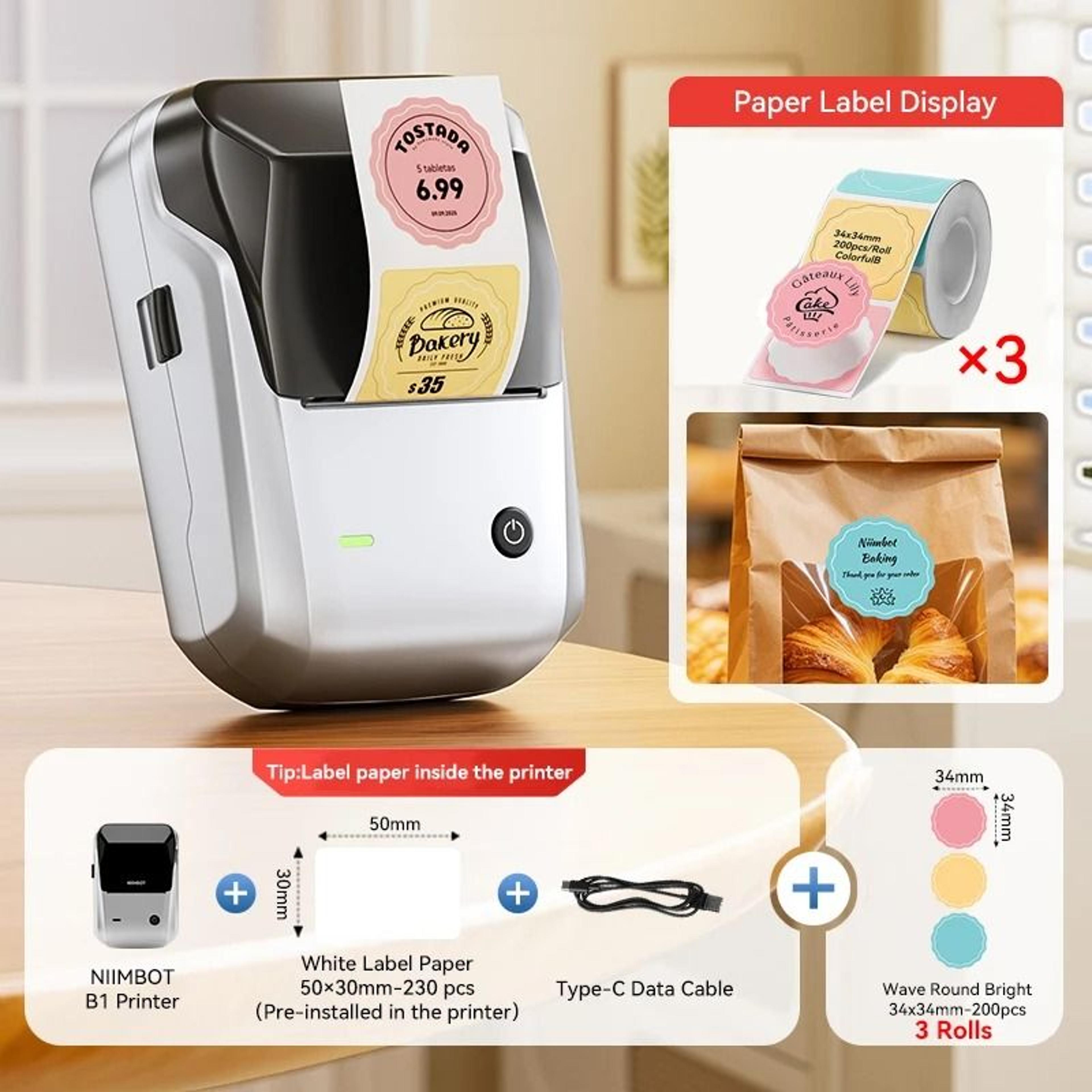 NIIMBOT B1 Wireless Thermal Label Printer 2050mm Print Width 21