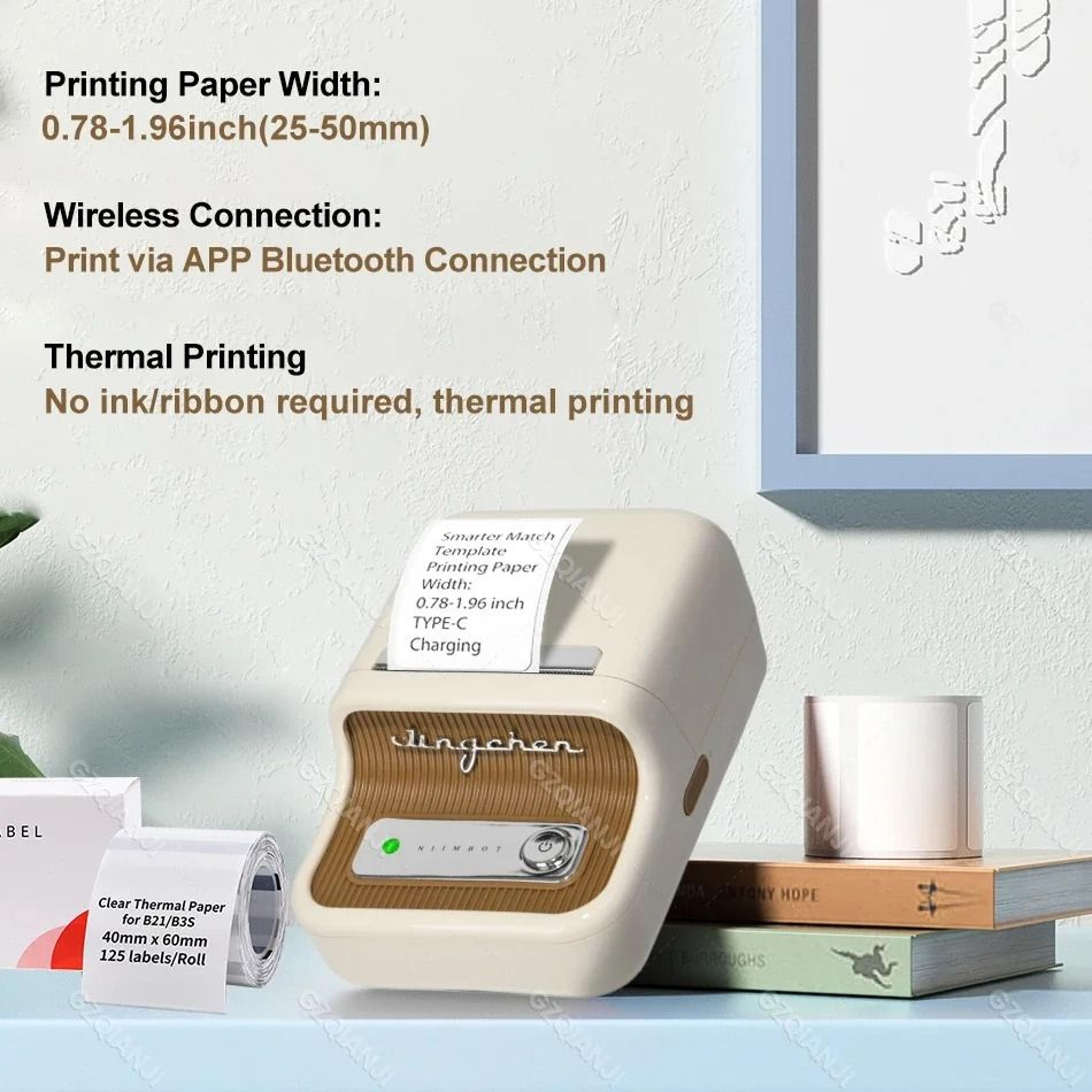 NIIMBOT B21 Mini Portable Wireless Thermal Barcode Label Printer 2050mm 1