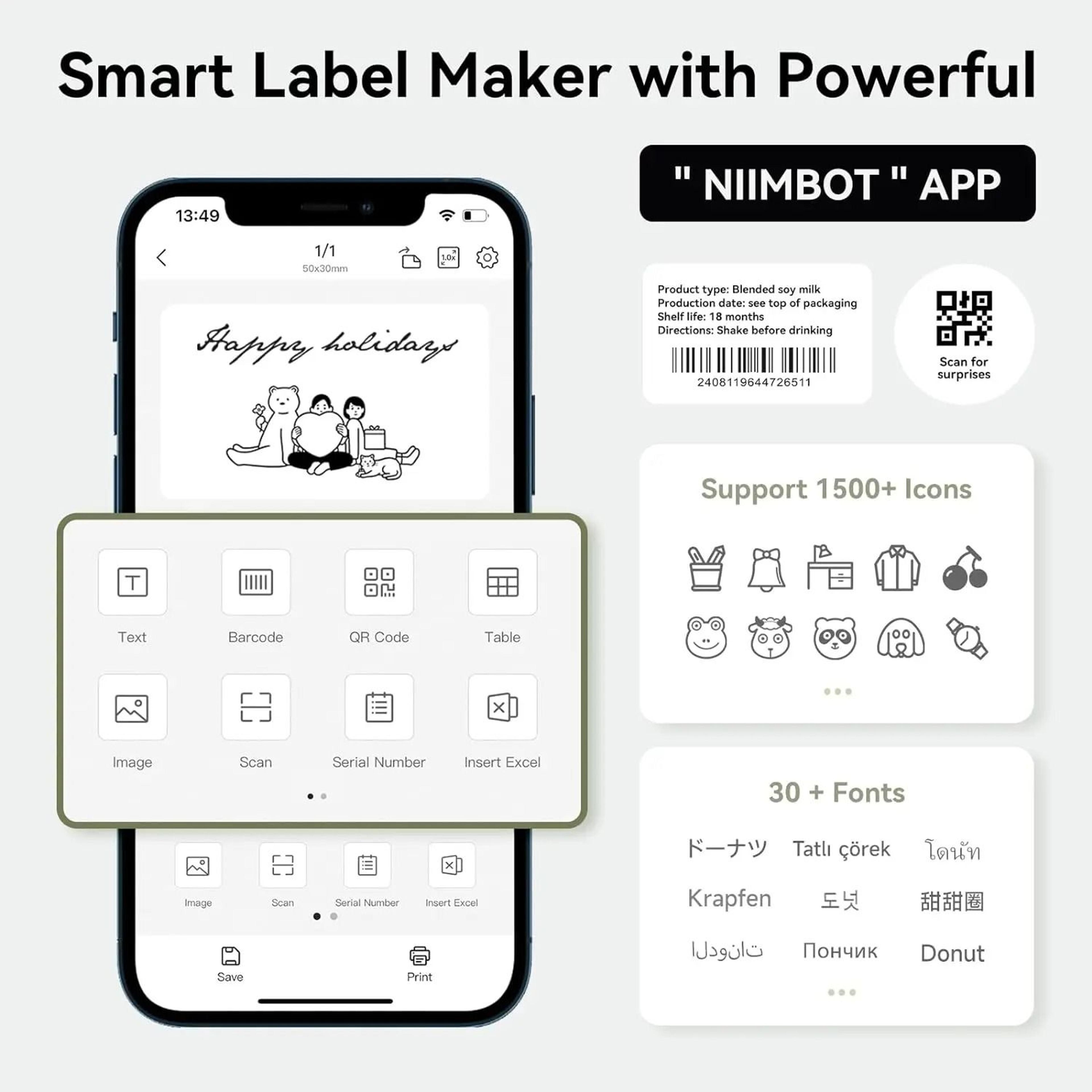 NIIMBOT B1 Portable Wireless Thermal Label Printer Bundle With Official Paper Rolls 2