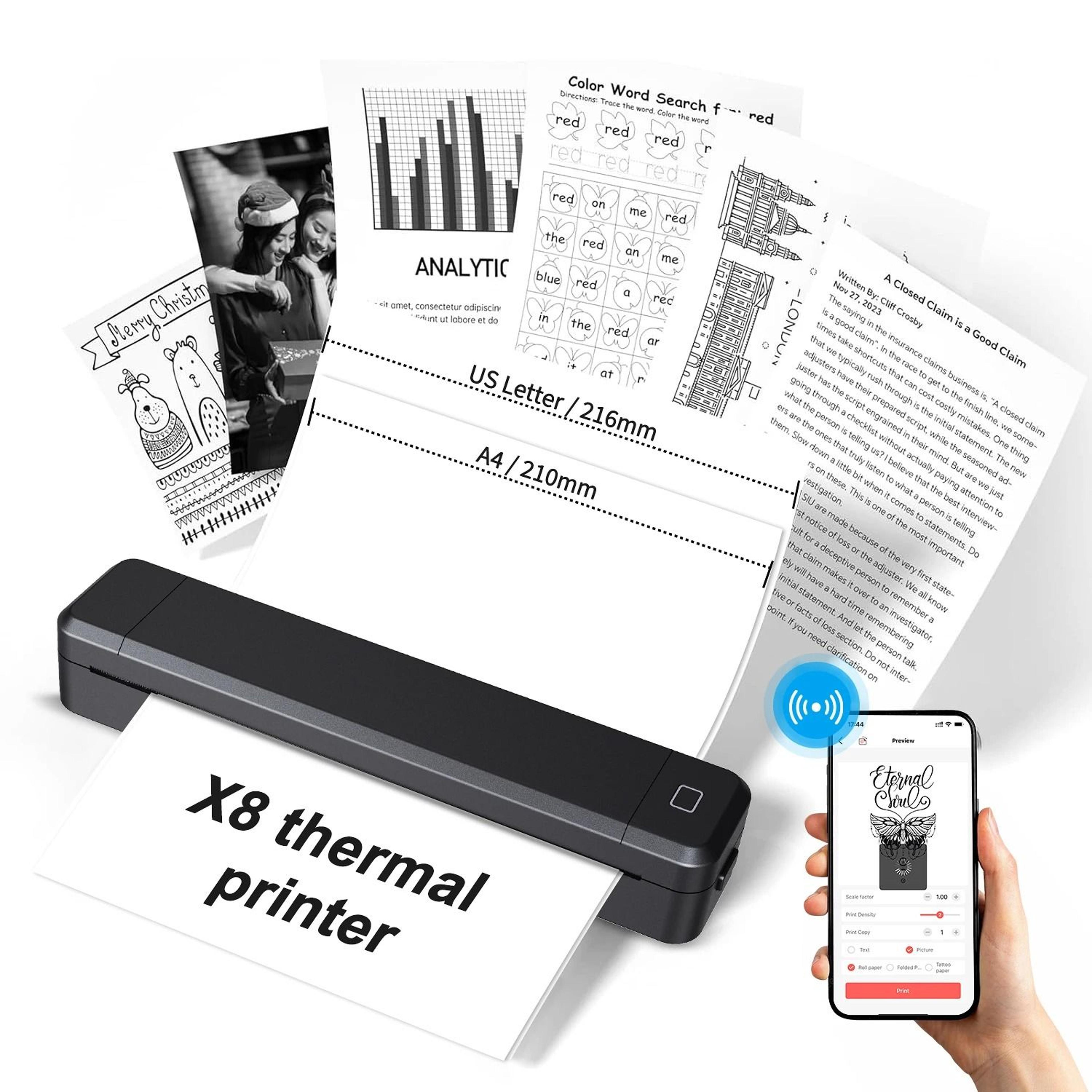 Portable A4 Wireless Thermal Document Printer For Home  Office 0