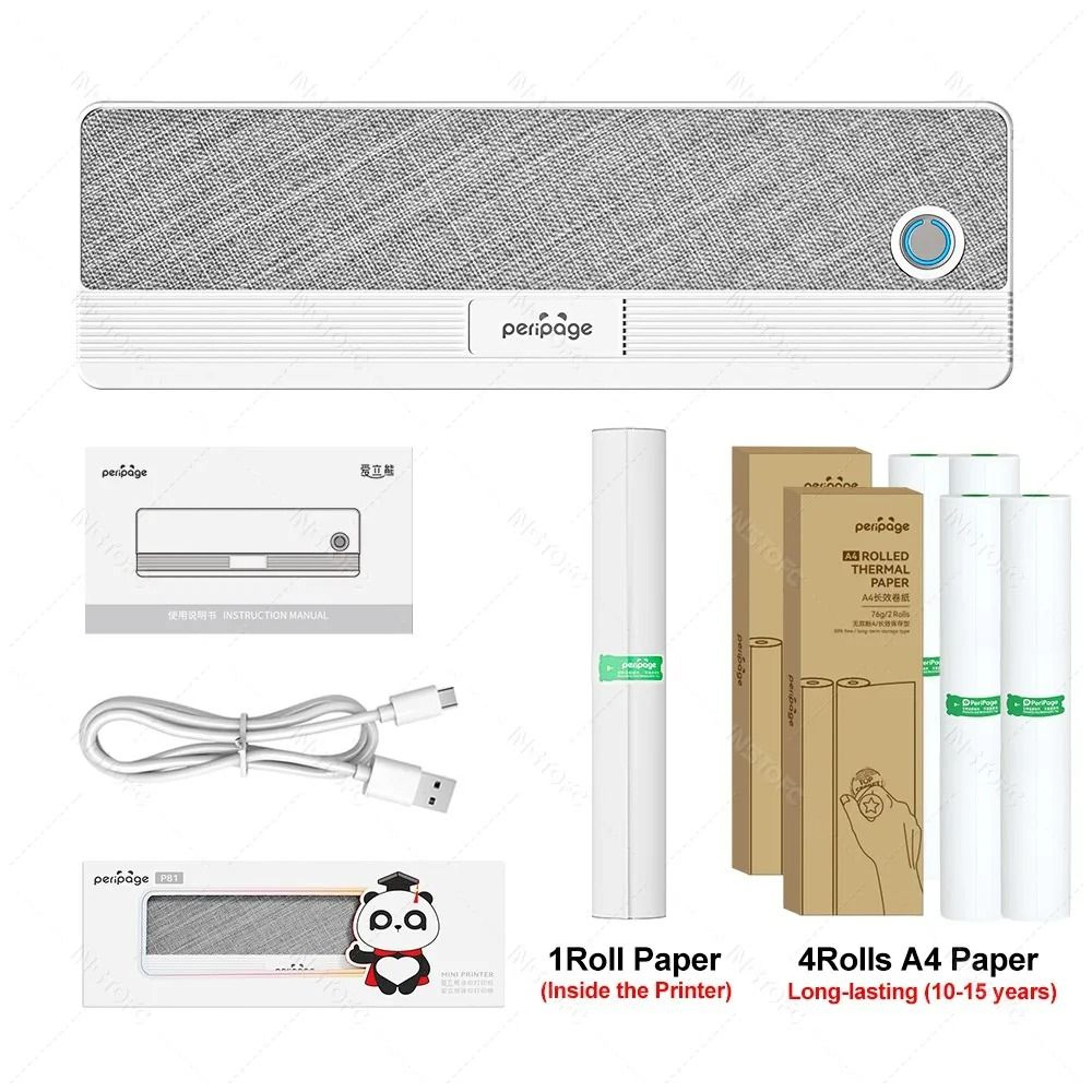 PeriPage A40 Mini Portable A4 Wireless Thermal Document  Tattoo Printer With Paper 7
