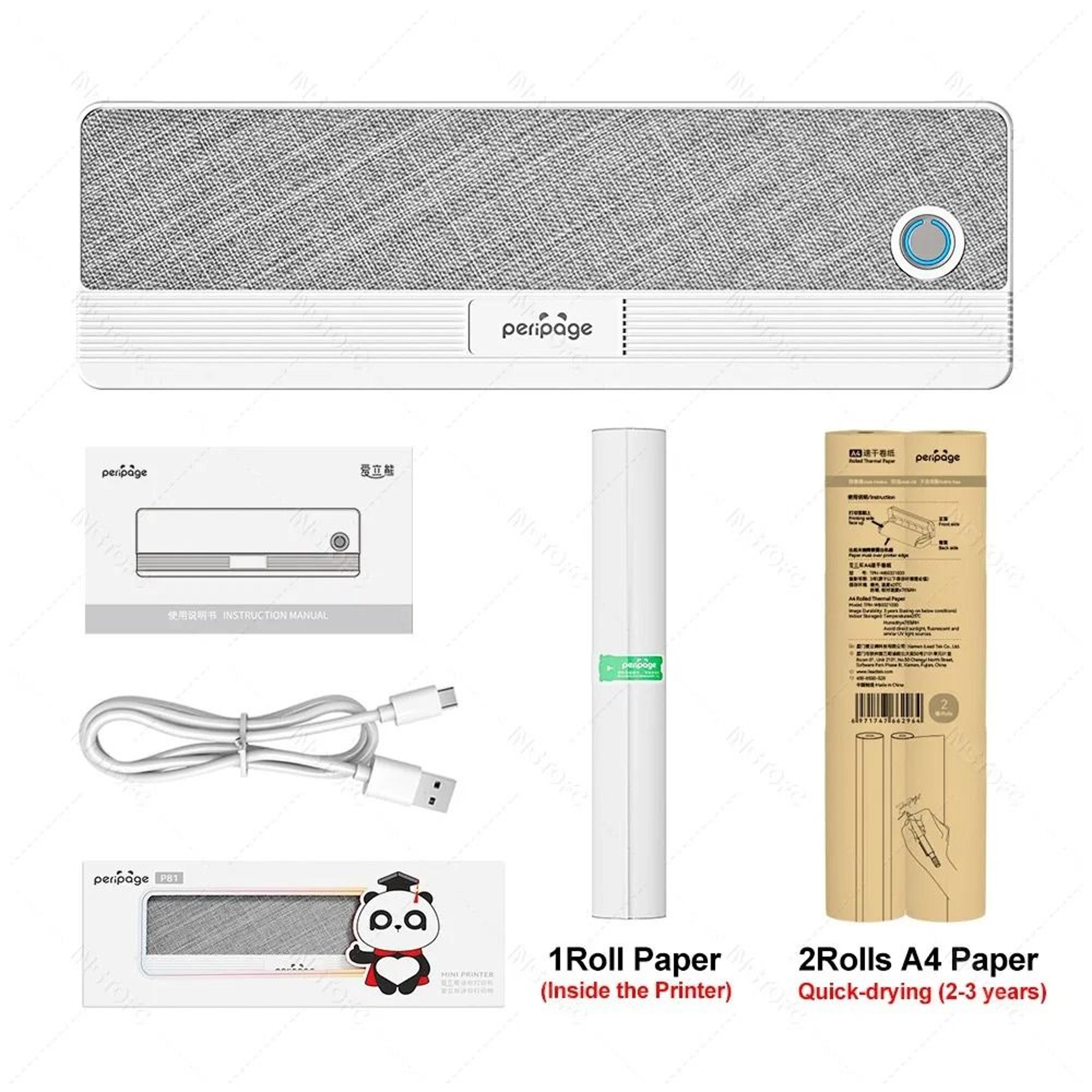 PeriPage A40 Mini Portable A4 Wireless Thermal Document  Tattoo Printer With Paper 9