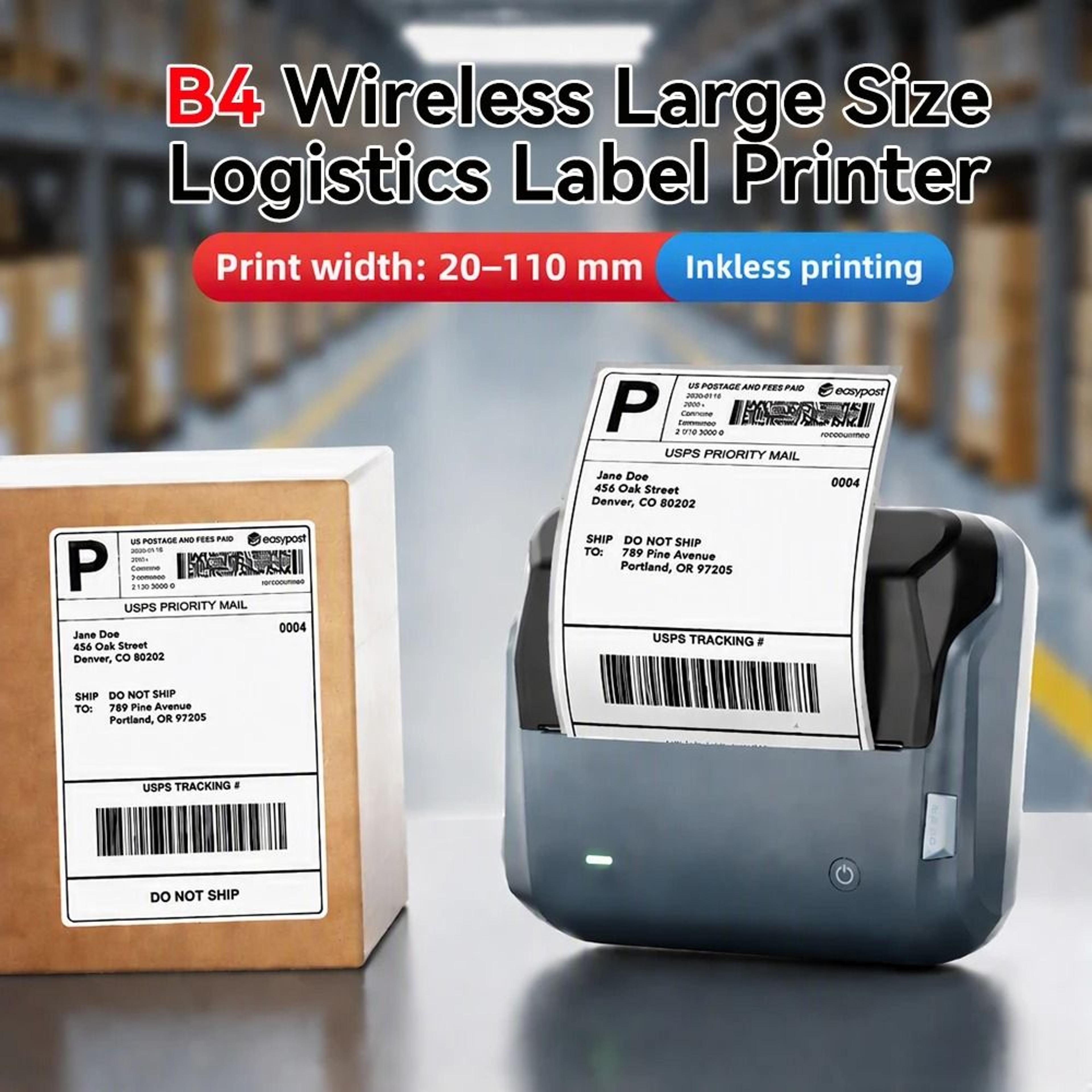 niimbot b4 large format thermal shipping & business label printer (20–110mm)