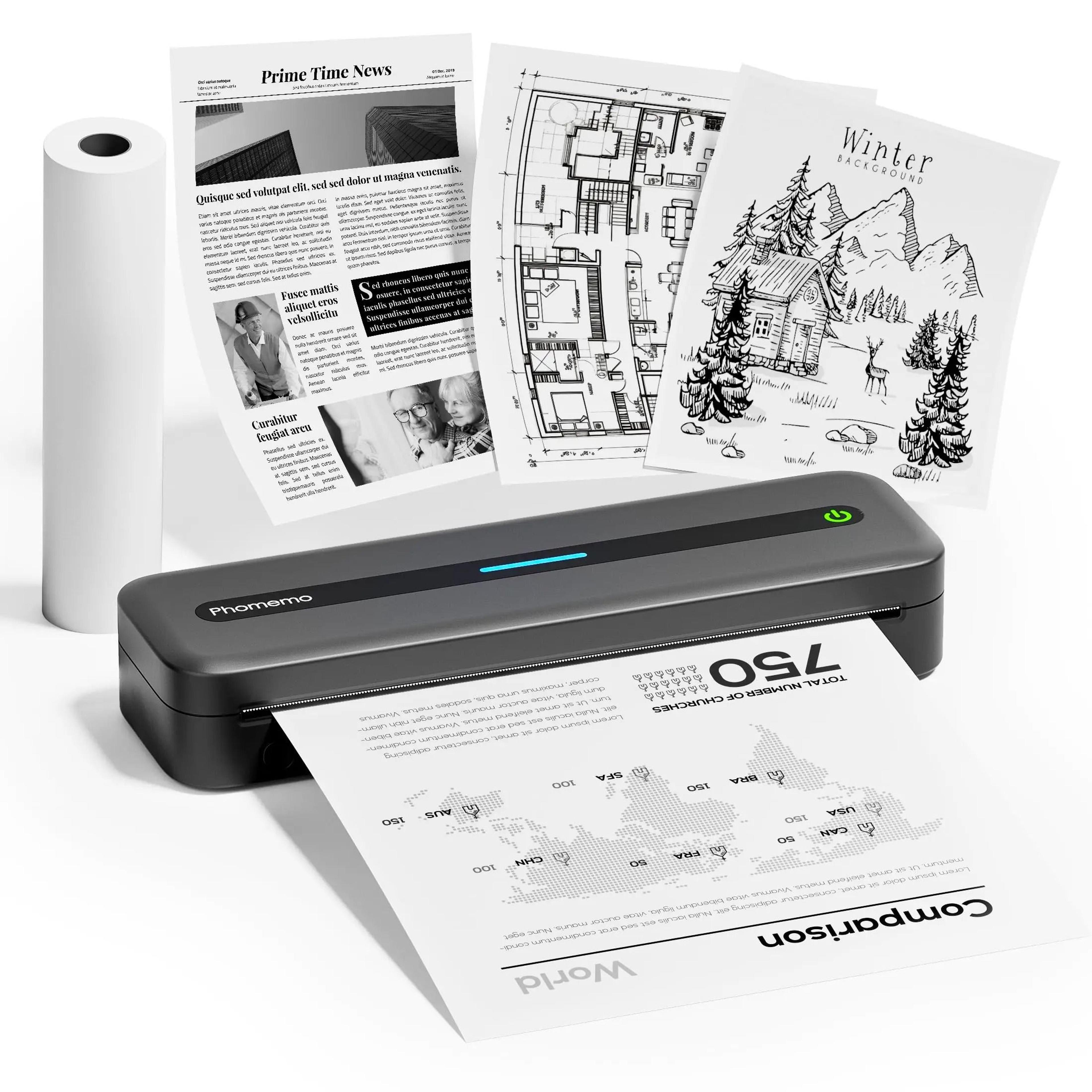 Phomemo M832 Portable Wireless Thermal Document Printer Supports 85 X 11  A4 7