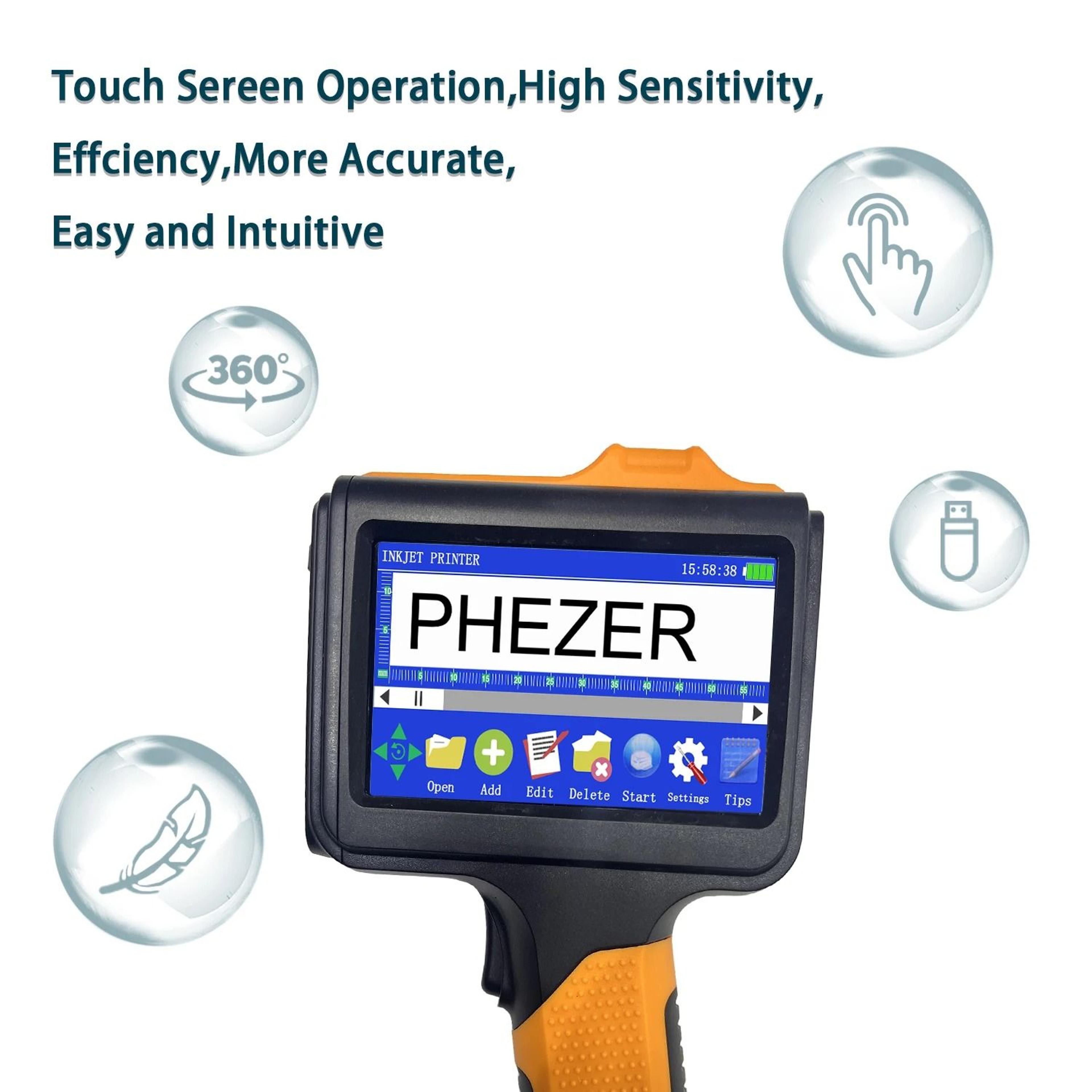 Phezer P19 Orange 127mm Handheld Inkjet Printer  Portable Expiration Date Coding Machine 1