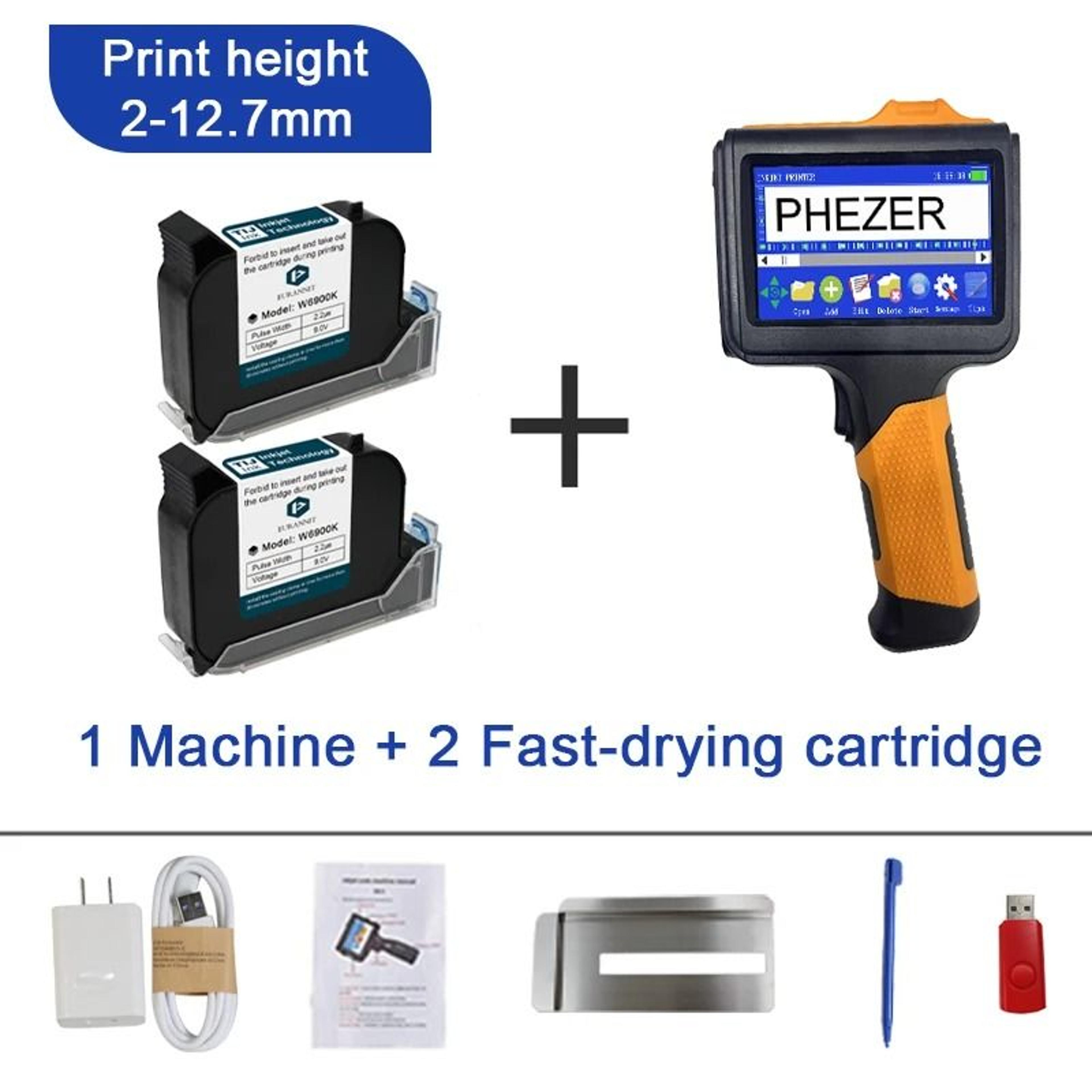 Phezer P19 Orange 127mm Handheld Inkjet Printer  Portable Expiration Date Coding Machine 8
