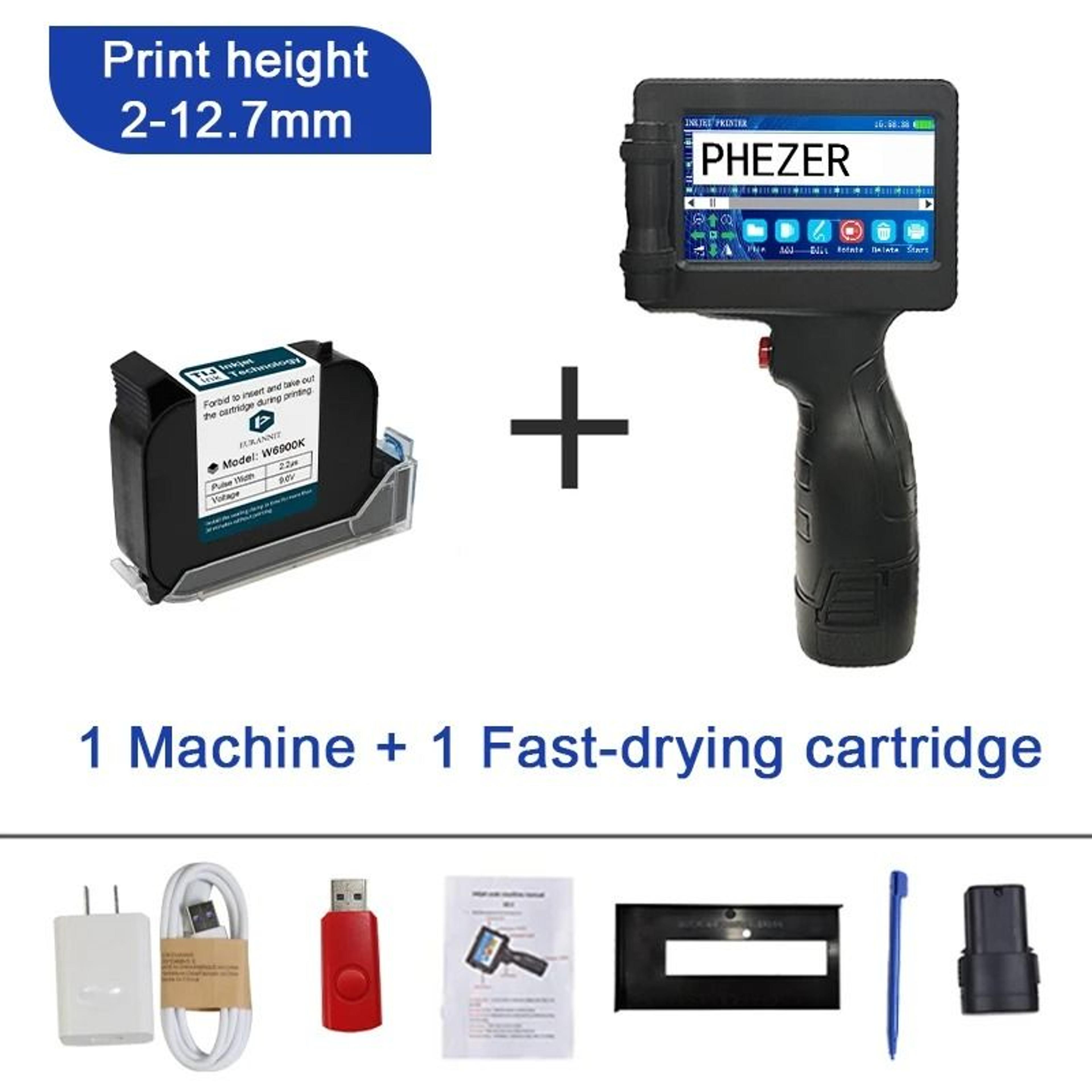 Phezer P17 Handheld Inkjet Printer 127mm Smart Batch Coding Machine 8