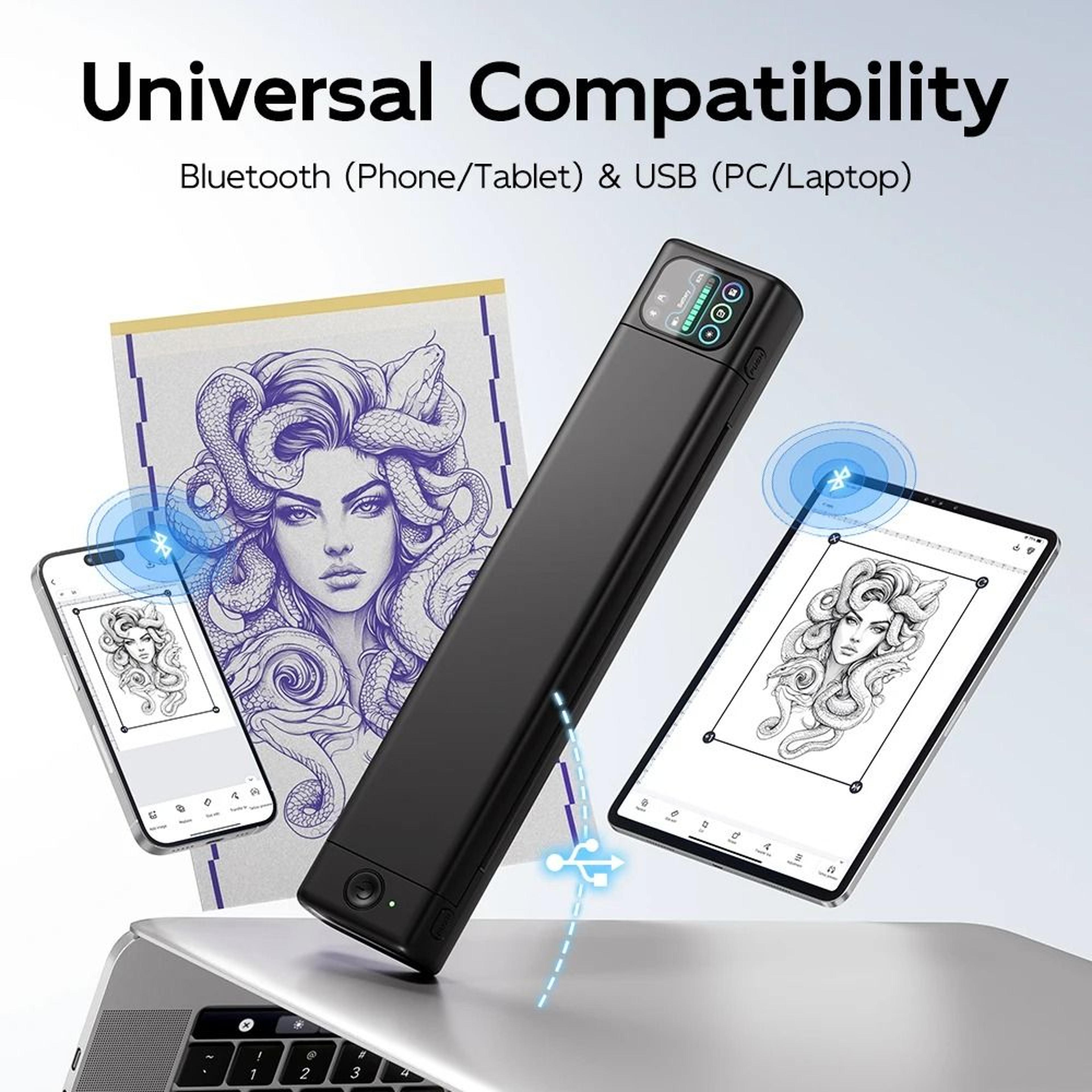 Phomemo M08F Plus Touchscreen Wireless Bluetooth Thermal Tattoo Stencil Printer 3