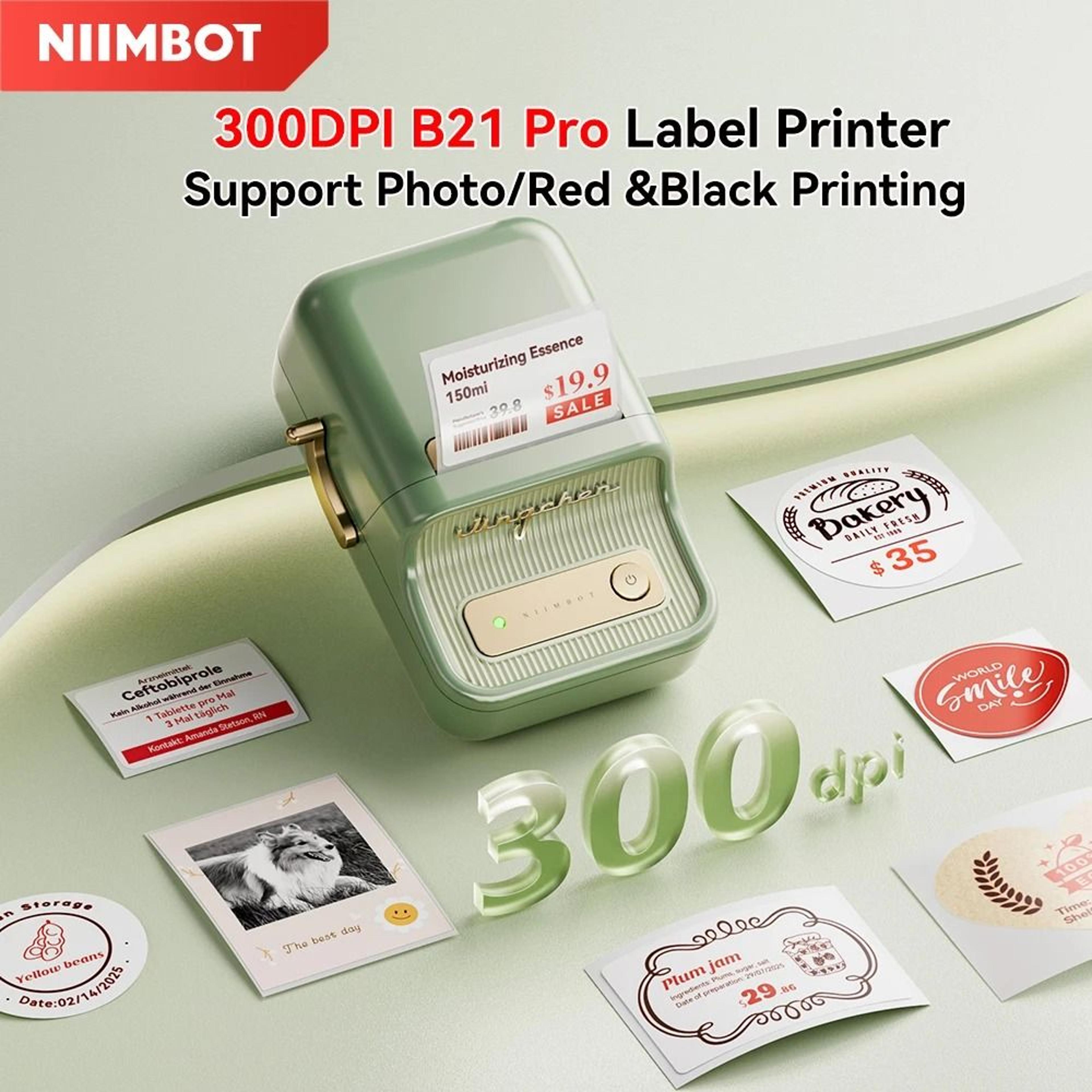 NIIMBOT B21 Pro 300DPI HighDefinition Thermal Photo  Barcode Label Printer 0