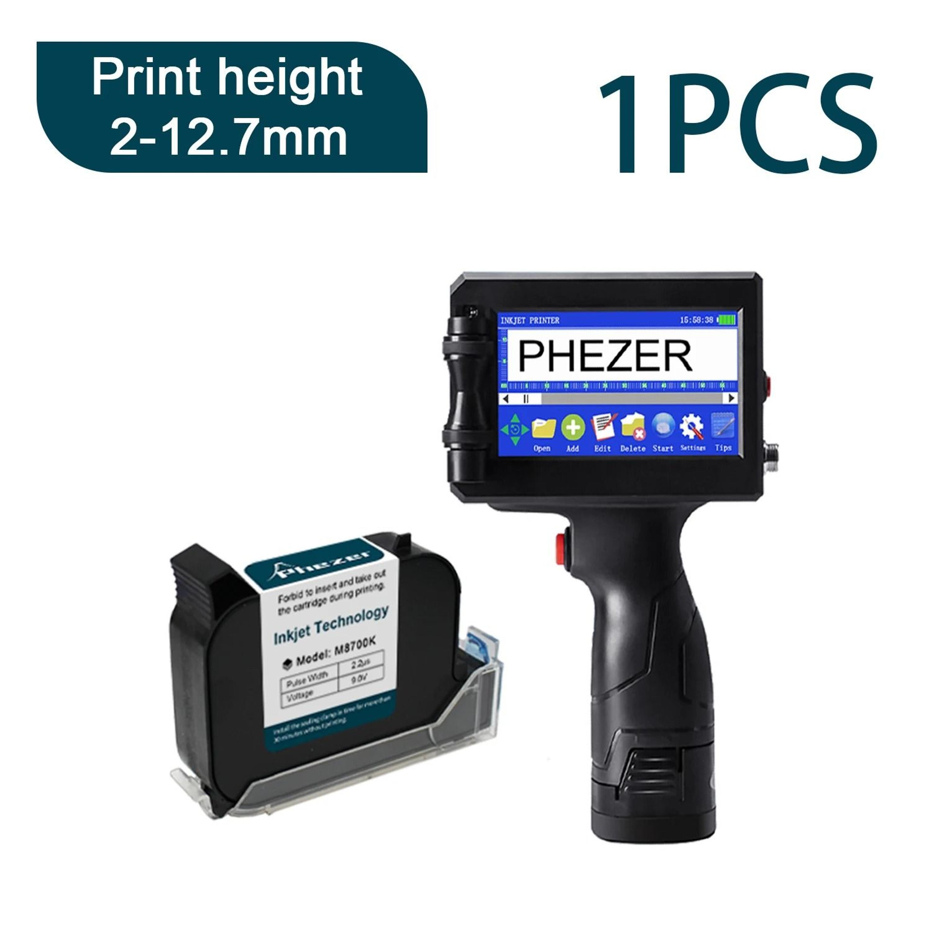 Phezer P15 Handheld Inkjet Printer 127mm  254mm For Expiry Date Batch Code  Barcode 7
