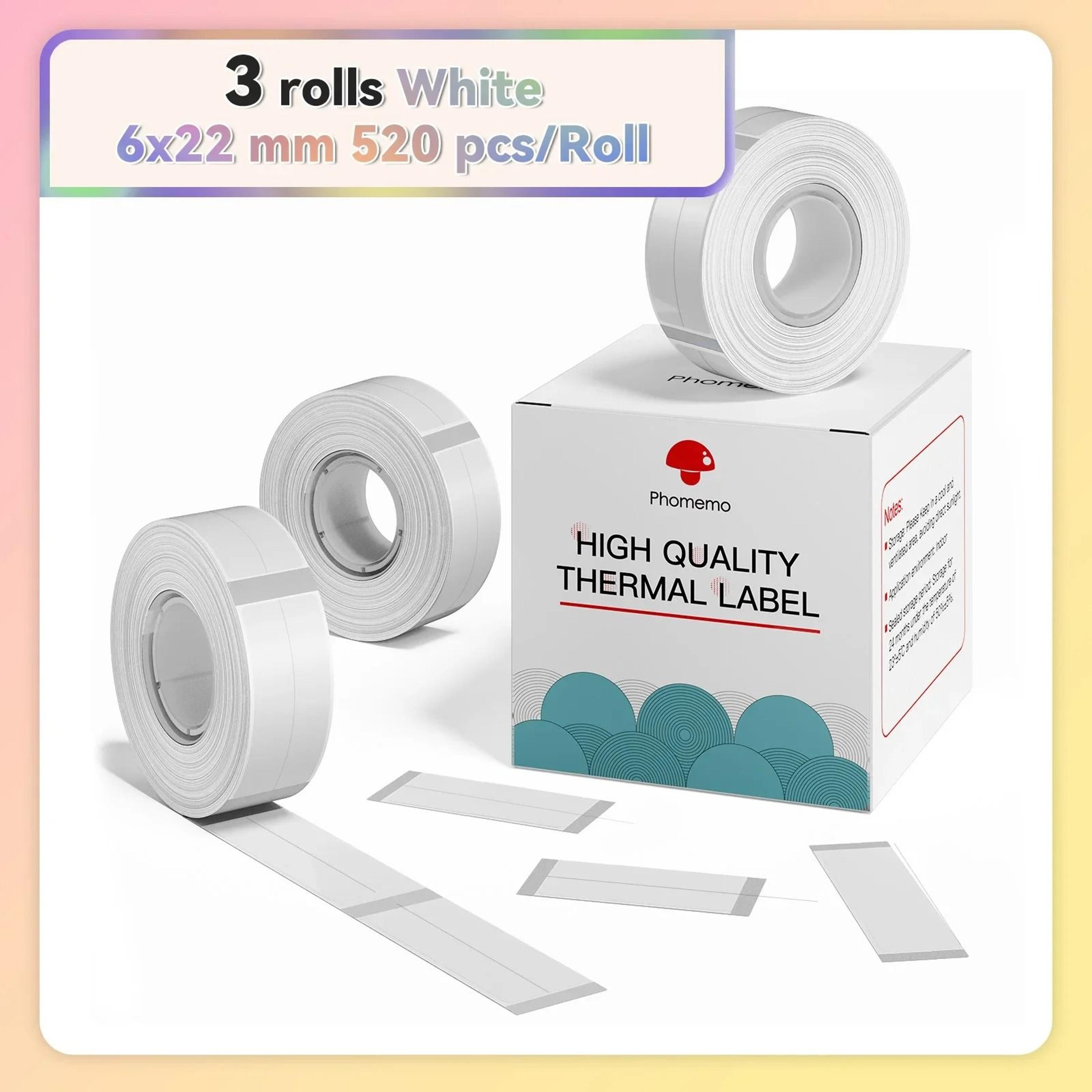 Phomemo 3 Rolls Waterproof White Thermal Label Tape For Q30  D30 Mini Printers 12