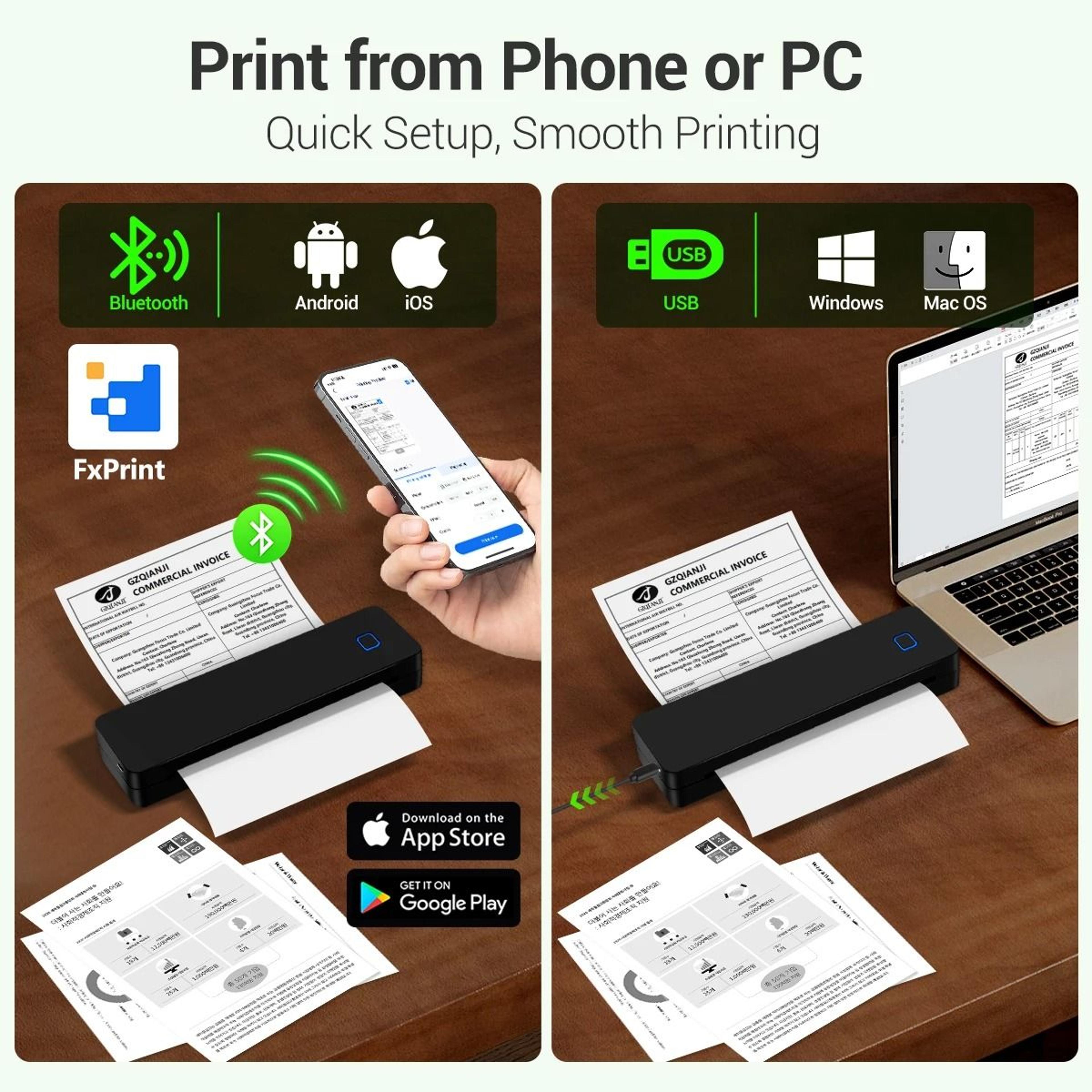 Mini A4 Portable Wireless Bluetooth Thermal Document Printer For Business Office  Home 1