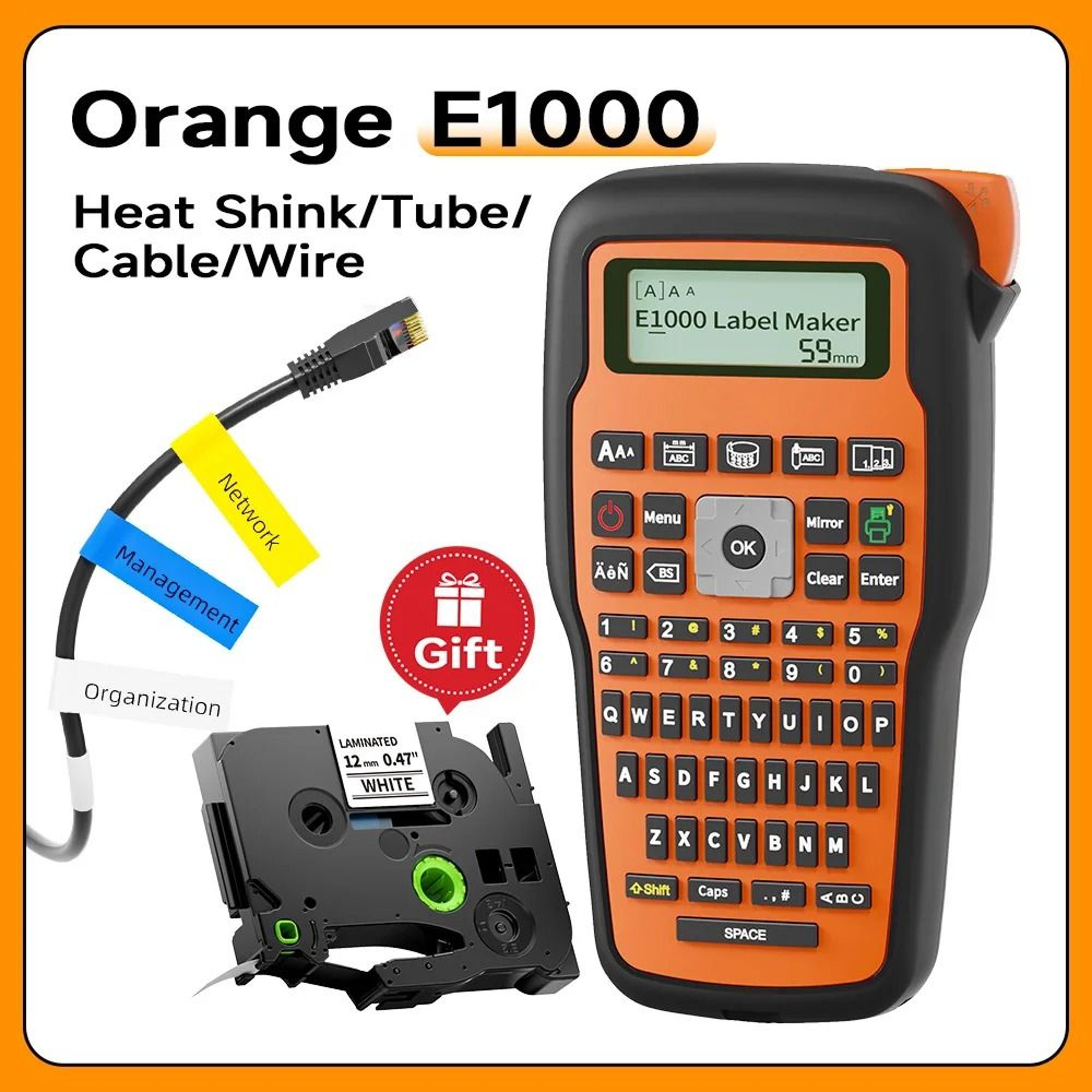 E1000 PRO Industrial Portable Handheld Label Maker Machine With Tape  USBC Power 13