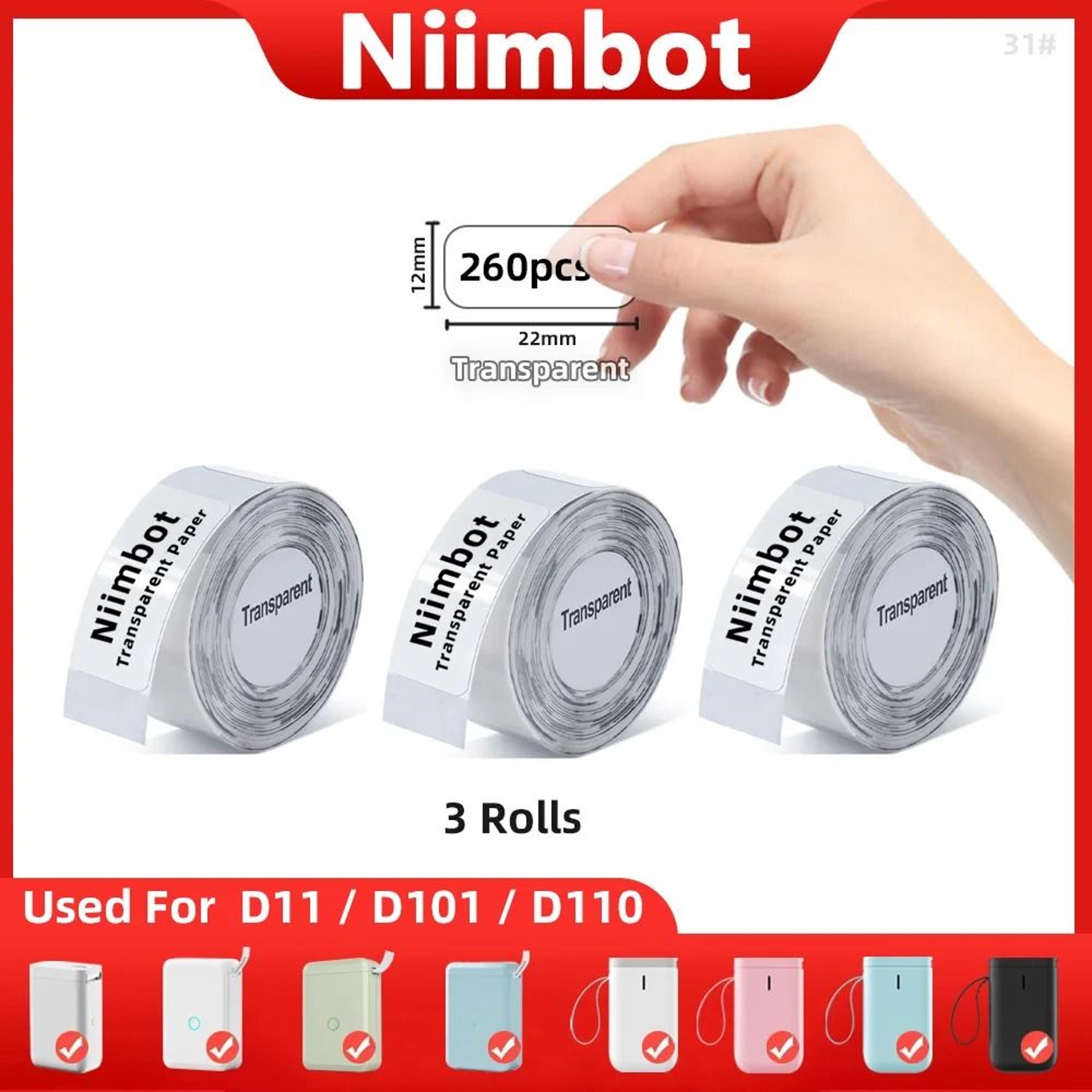 niimbot official transparent self-adhesive waterproof thermal label tape rolls for d11, d110 & d101 printers