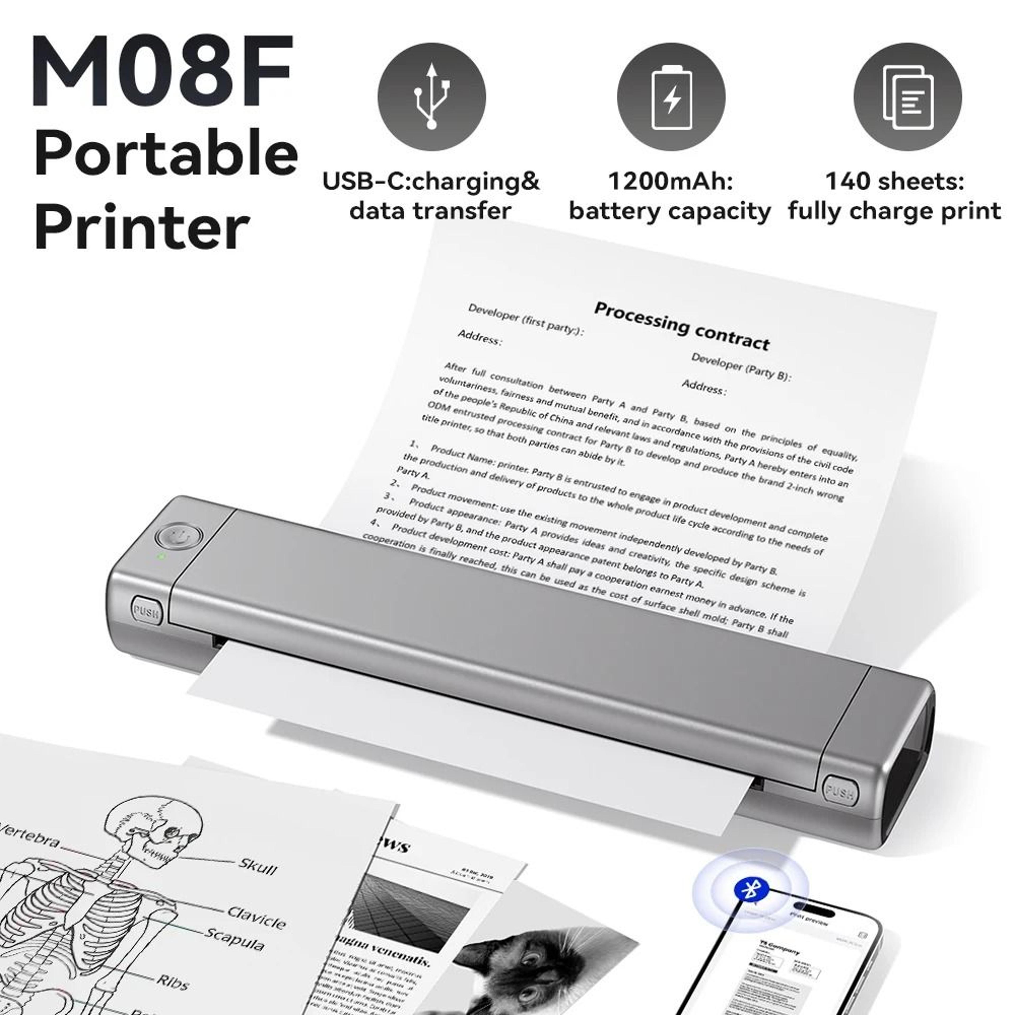 Phomemo M08F Portable A4 Wireless Thermal Printer  Mobile Tattoo Stencil Maker For Phone  PC 0