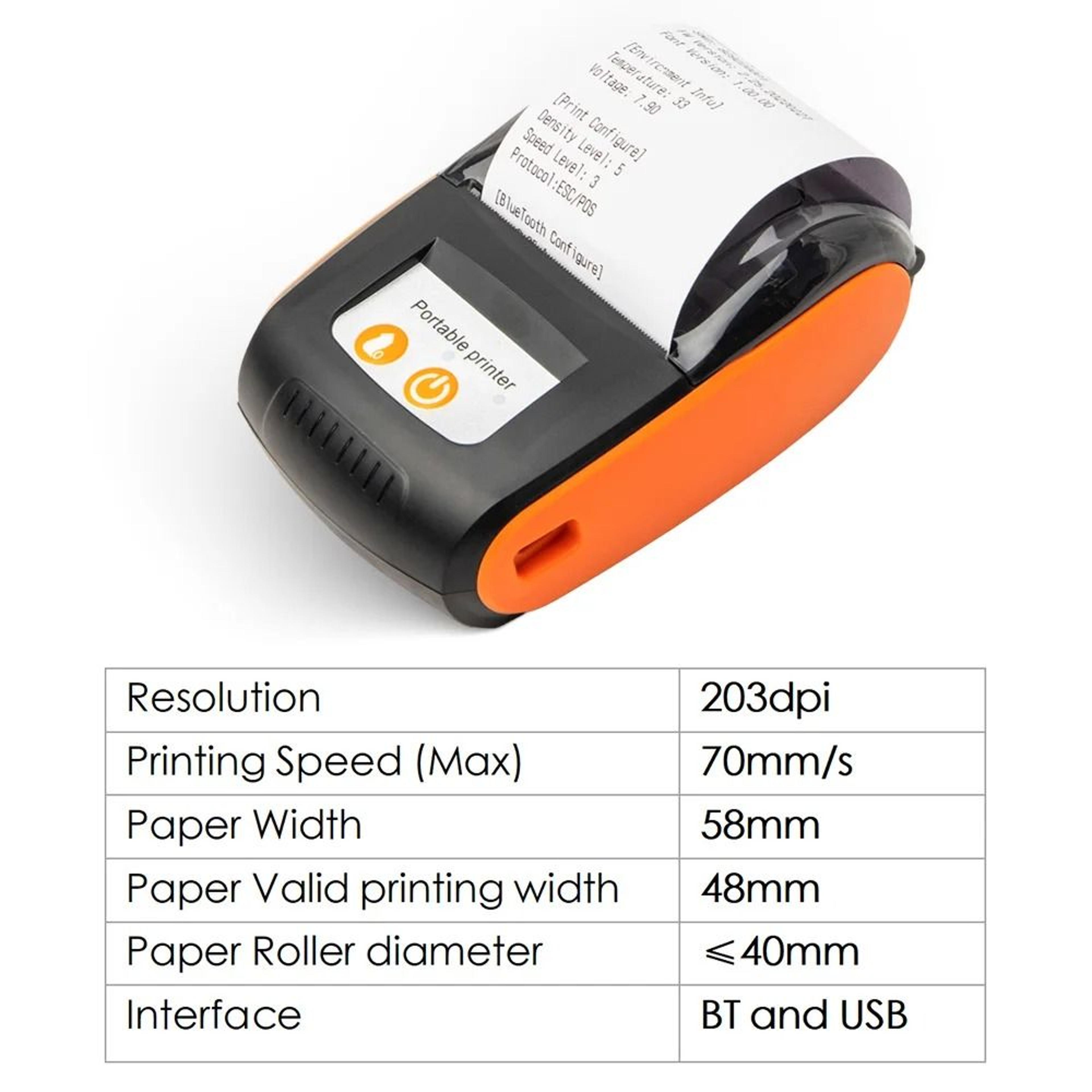 58mm Mini Portable Wireless Bluetooth  USB Thermal Receipt Printer With 2Inch Paper Roll For Androi 5