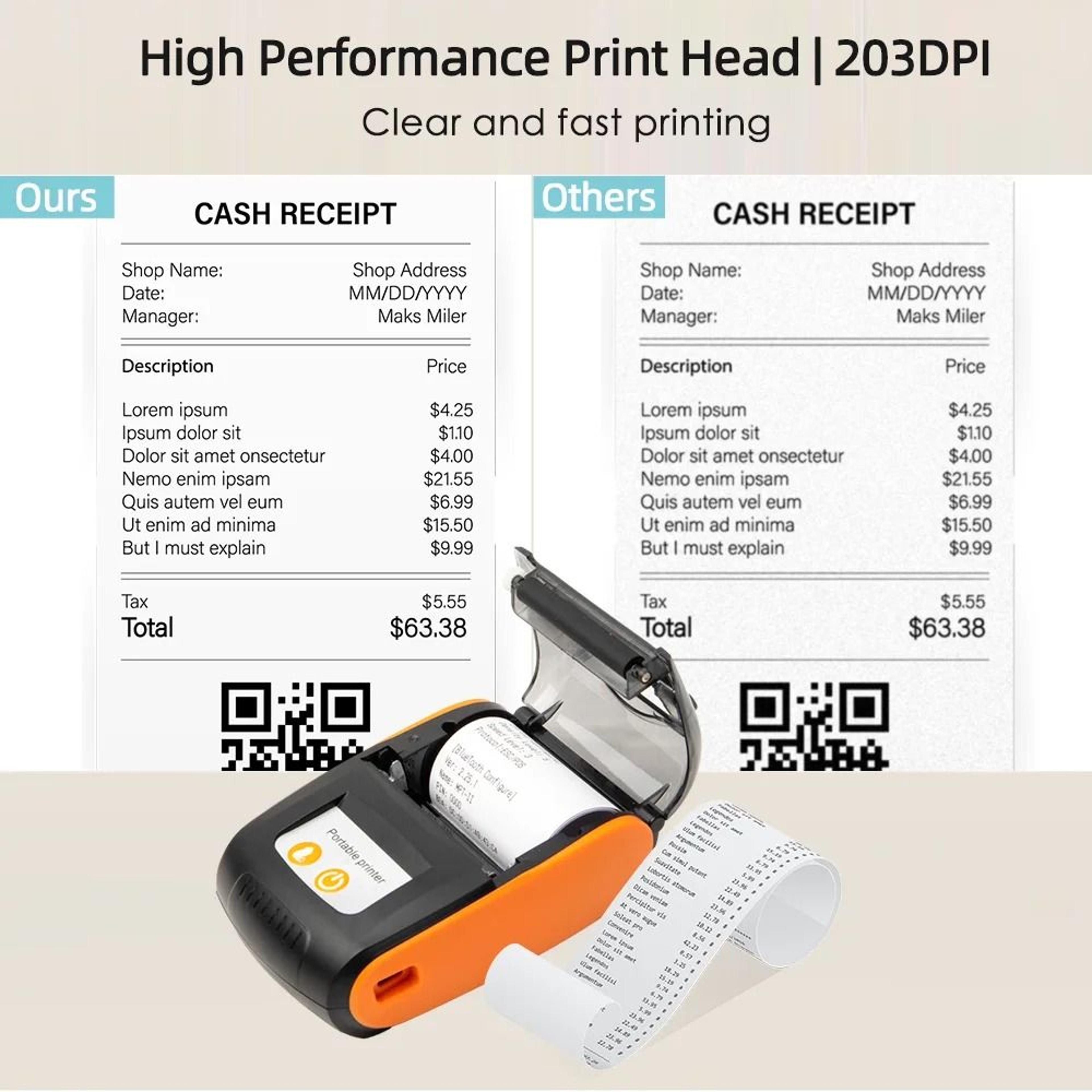 58mm Mini Portable Wireless Bluetooth  USB Thermal Receipt Printer With 2Inch Paper Roll For Androi 3
