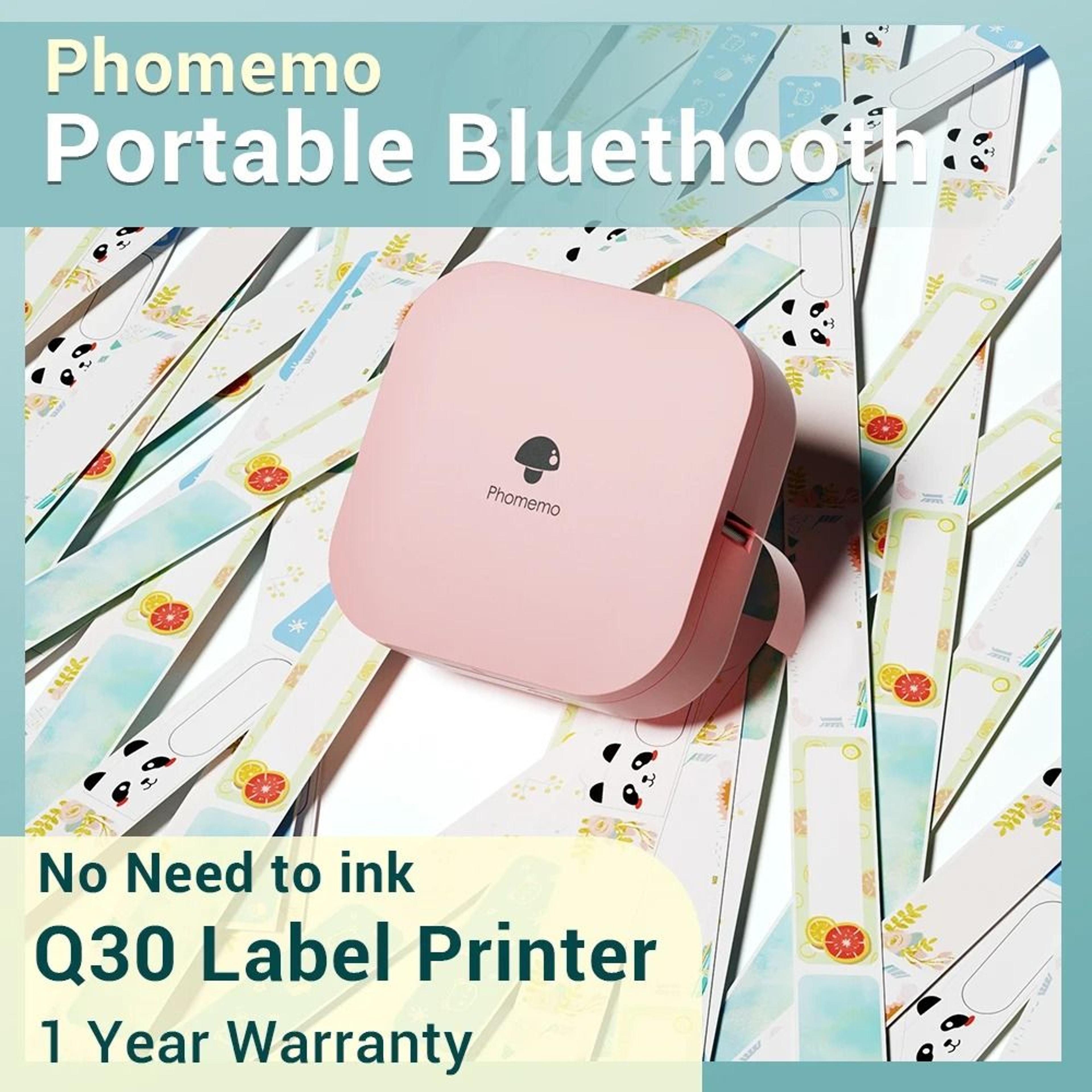 phomemo q30 mini wireless bluetooth pocket thermal label printer for home & office organization