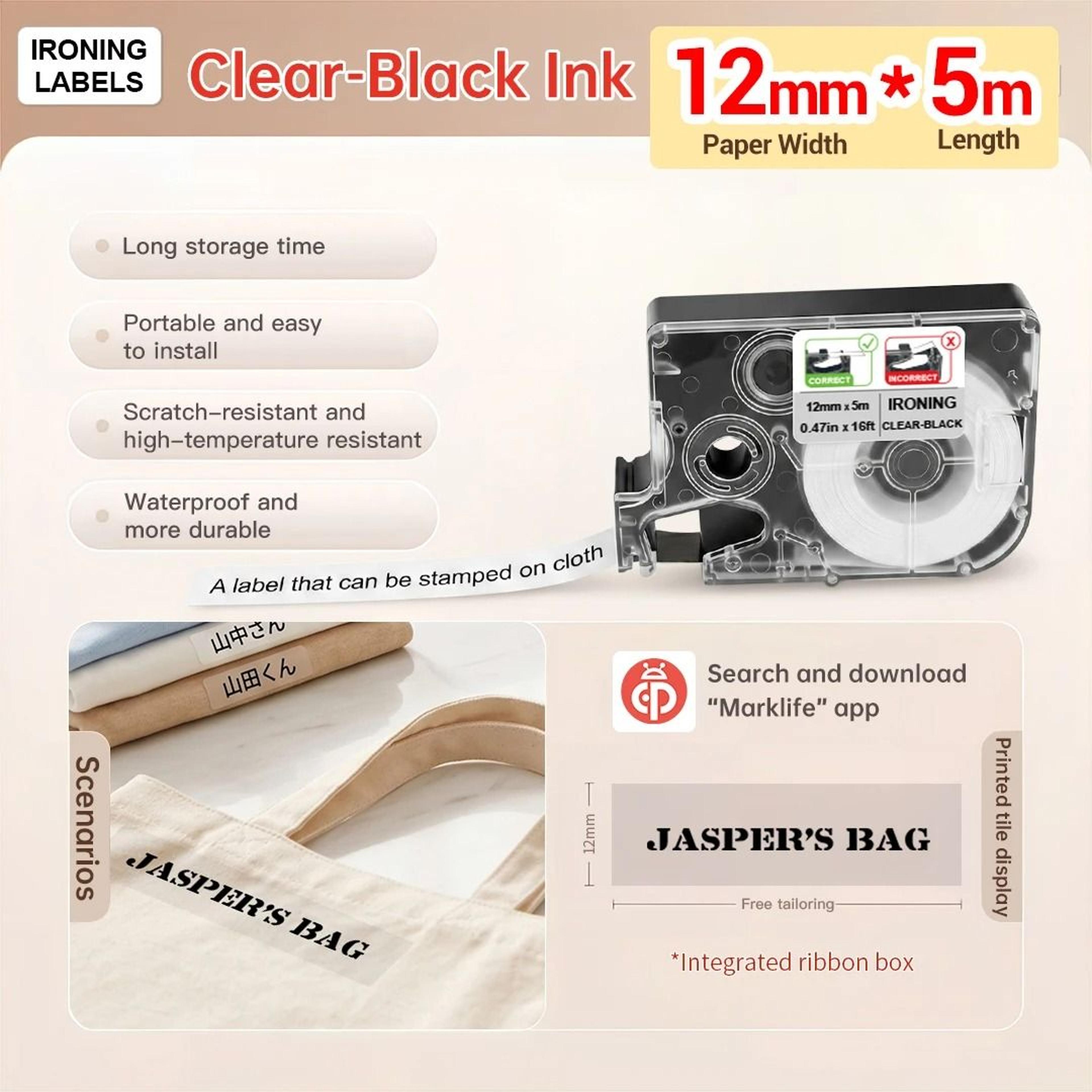 Marklife R15 Ribbon Label Printer Rechargeable Bluetooth Portable Label Maker For Gift Wrapping Sat 15