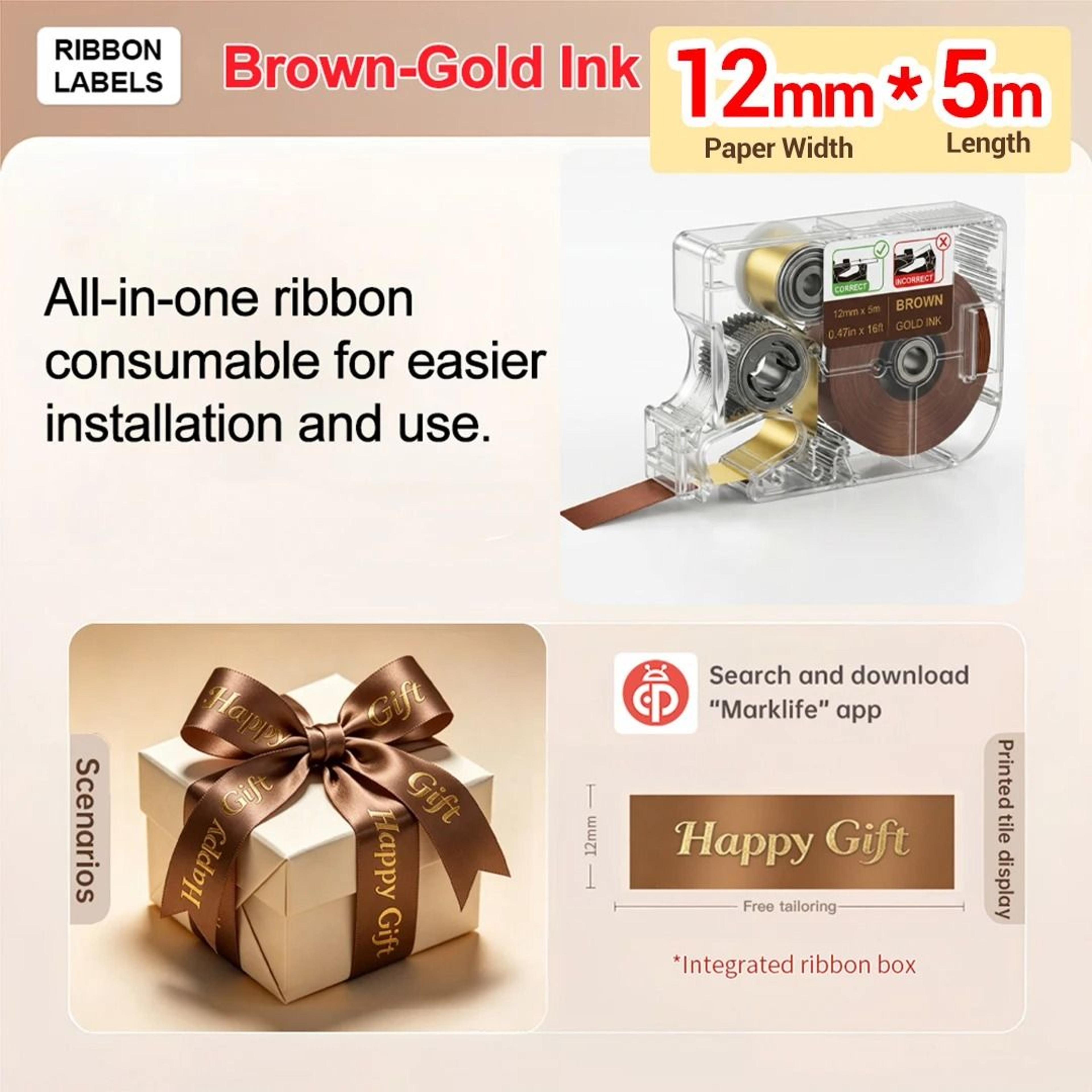 Marklife R15 Ribbon Label Printer Rechargeable Bluetooth Portable Label Maker For Gift Wrapping Sat 13