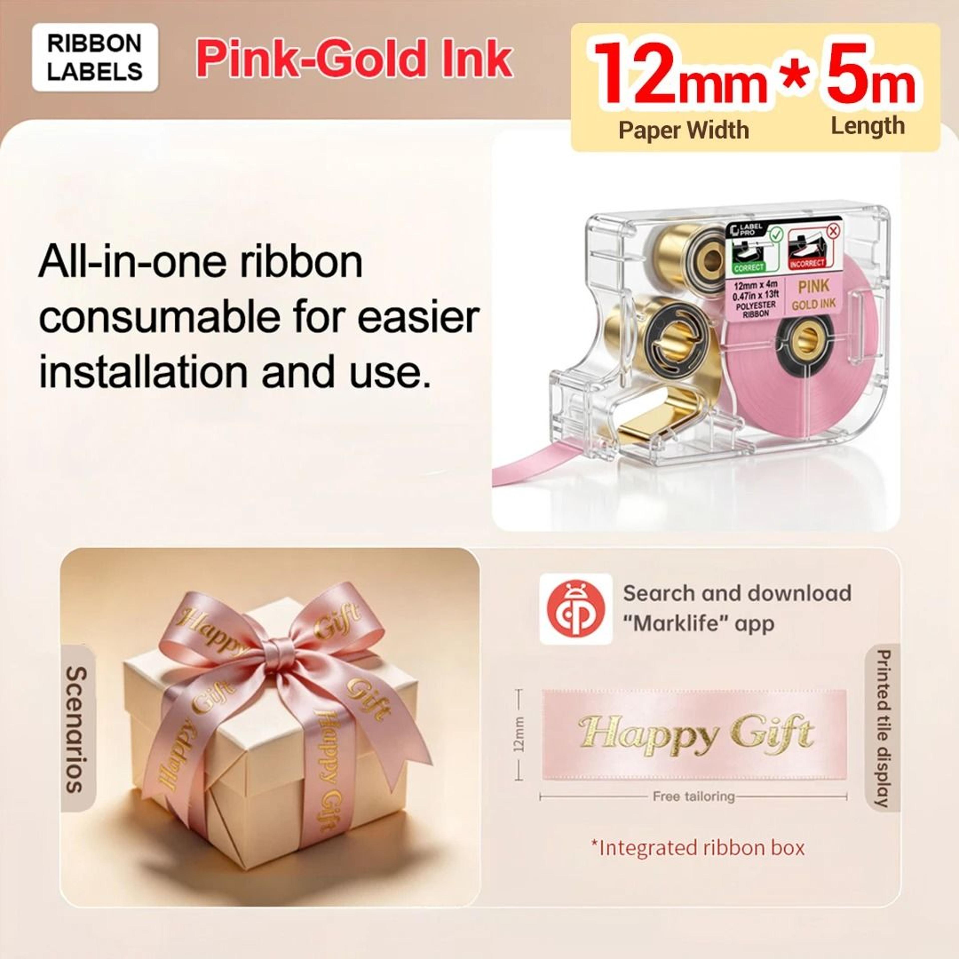 Marklife R15 Ribbon Label Printer Rechargeable Bluetooth Portable Label Maker For Gift Wrapping Sat 7