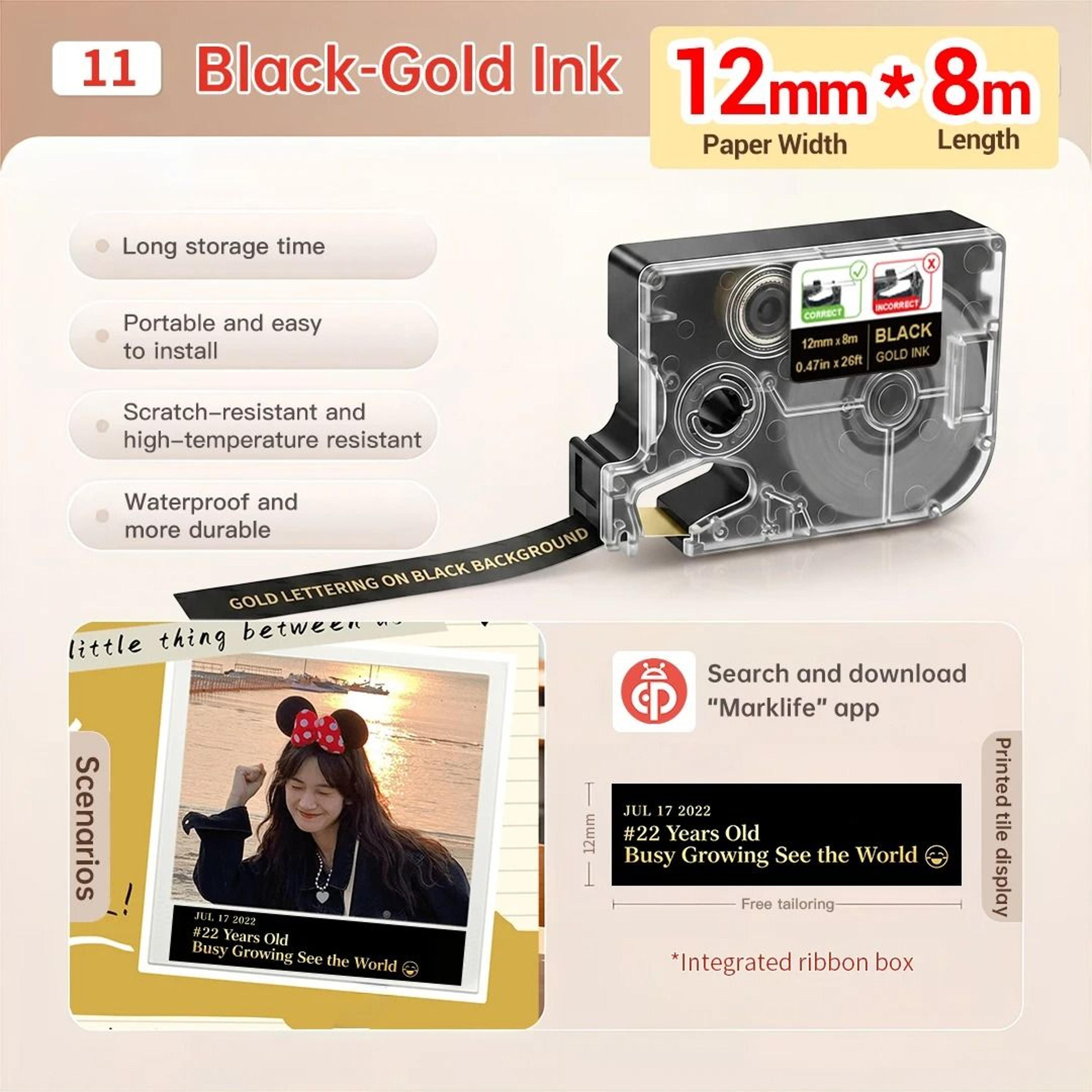 Marklife R15 Ribbon Label Printer Rechargeable Bluetooth Portable Label Maker For Gift Wrapping Sat 16